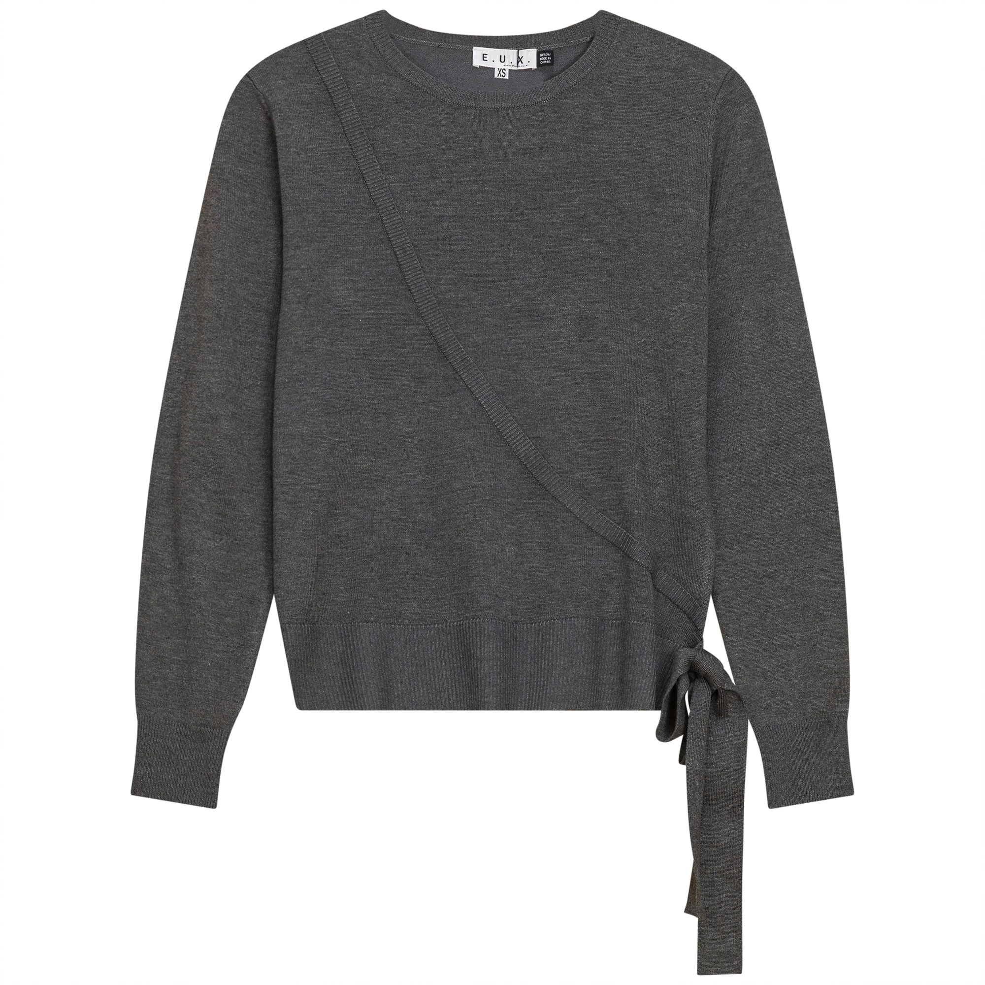 Fake Wrap Sweater in Dark Grey Mix by E.U.X. Exclusive