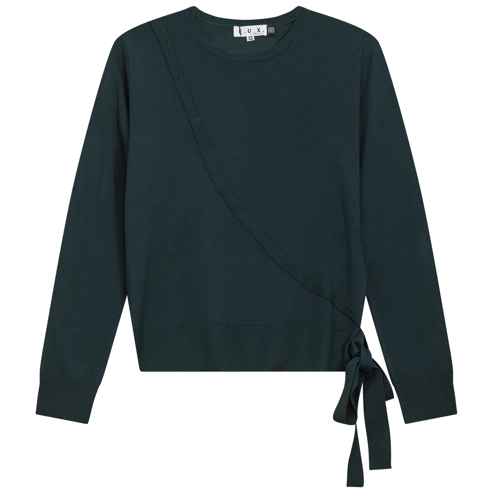 Fake Wrap Sweater in Deep Teal by E.U.X. Exclusive