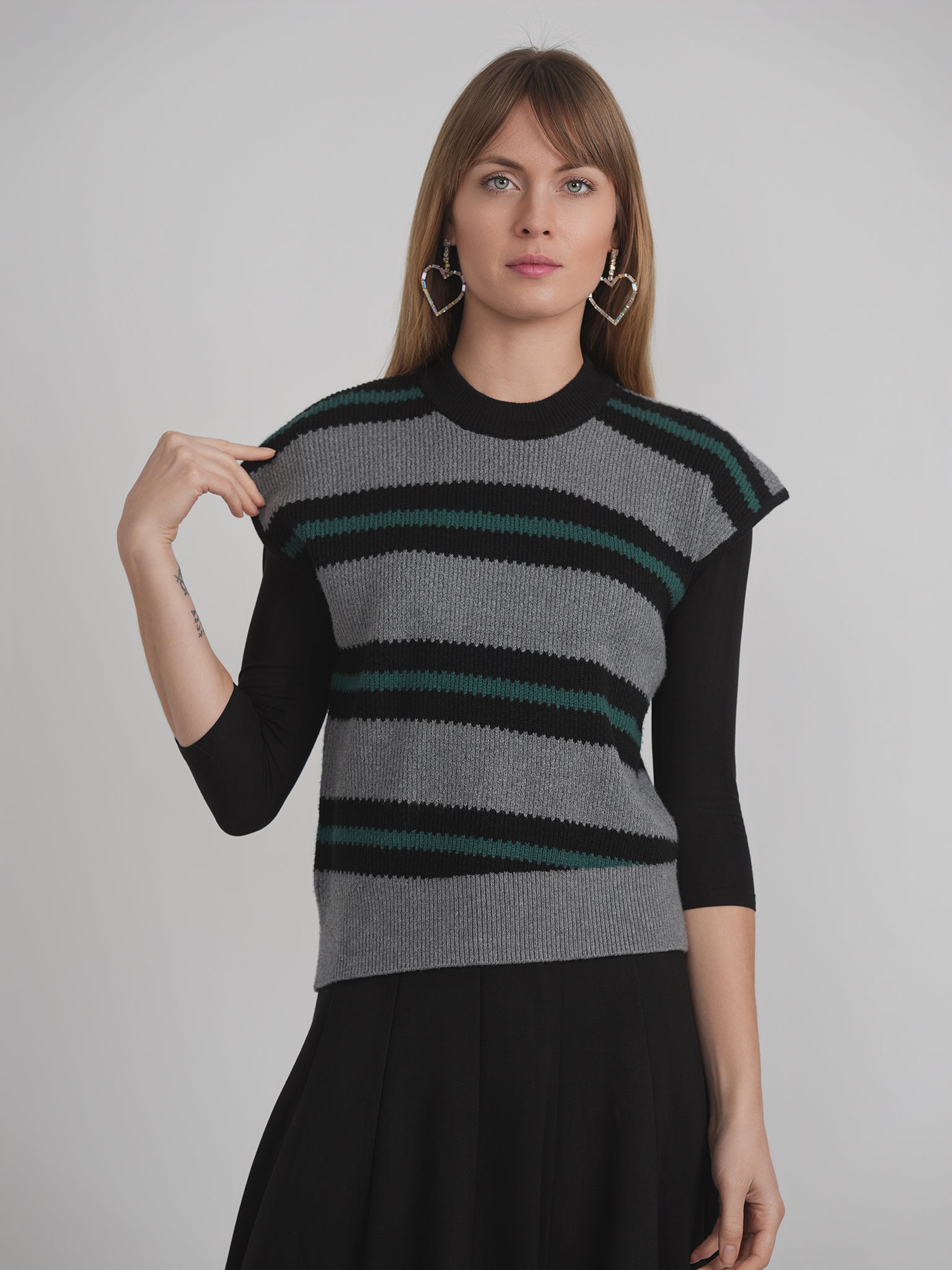 Stripe Knit Sweater Vest in by Hashtag