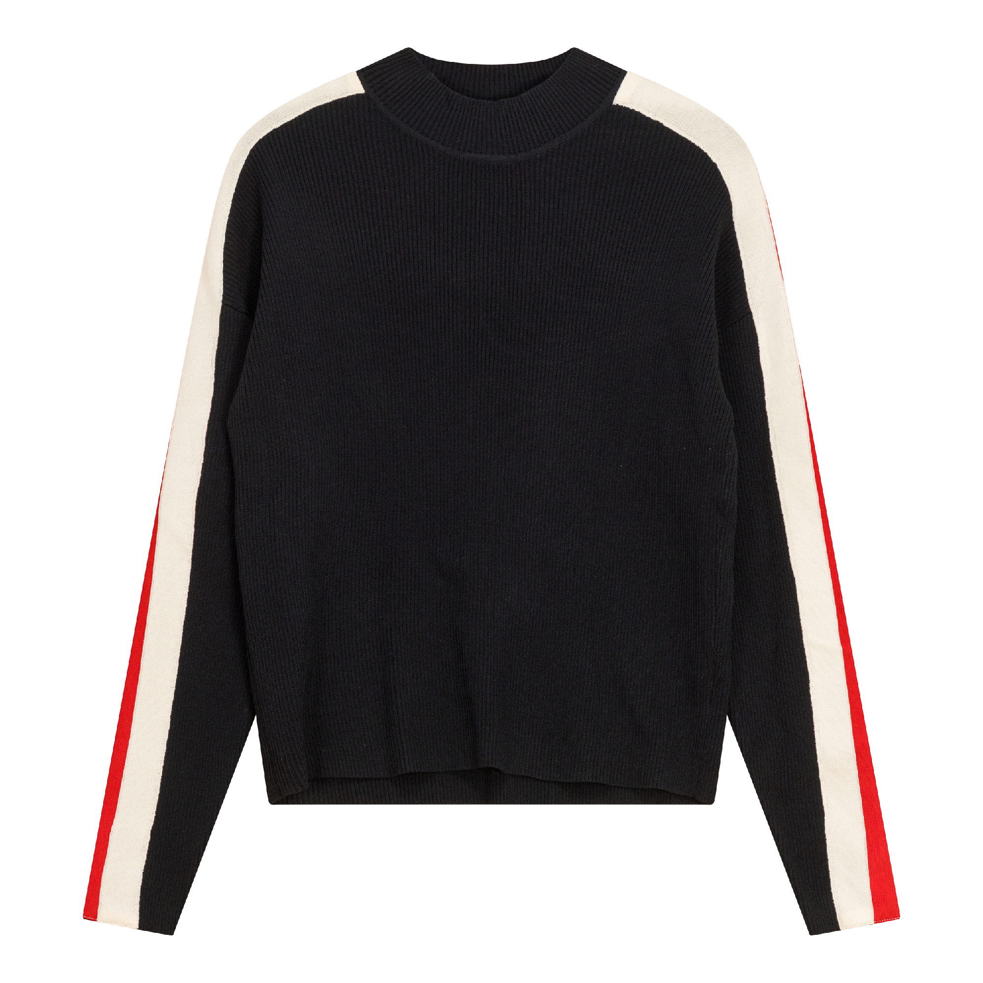 Stripped Rib Sweater in Black by QEW