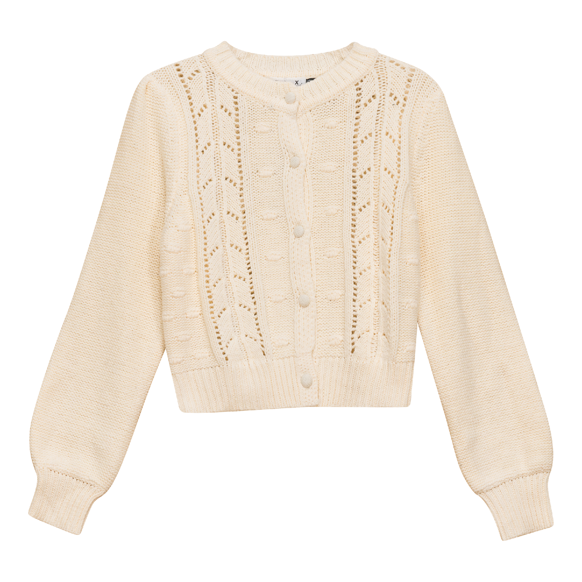 Crochet Knit Cardigan in Cream by E.U.X. Exclusive