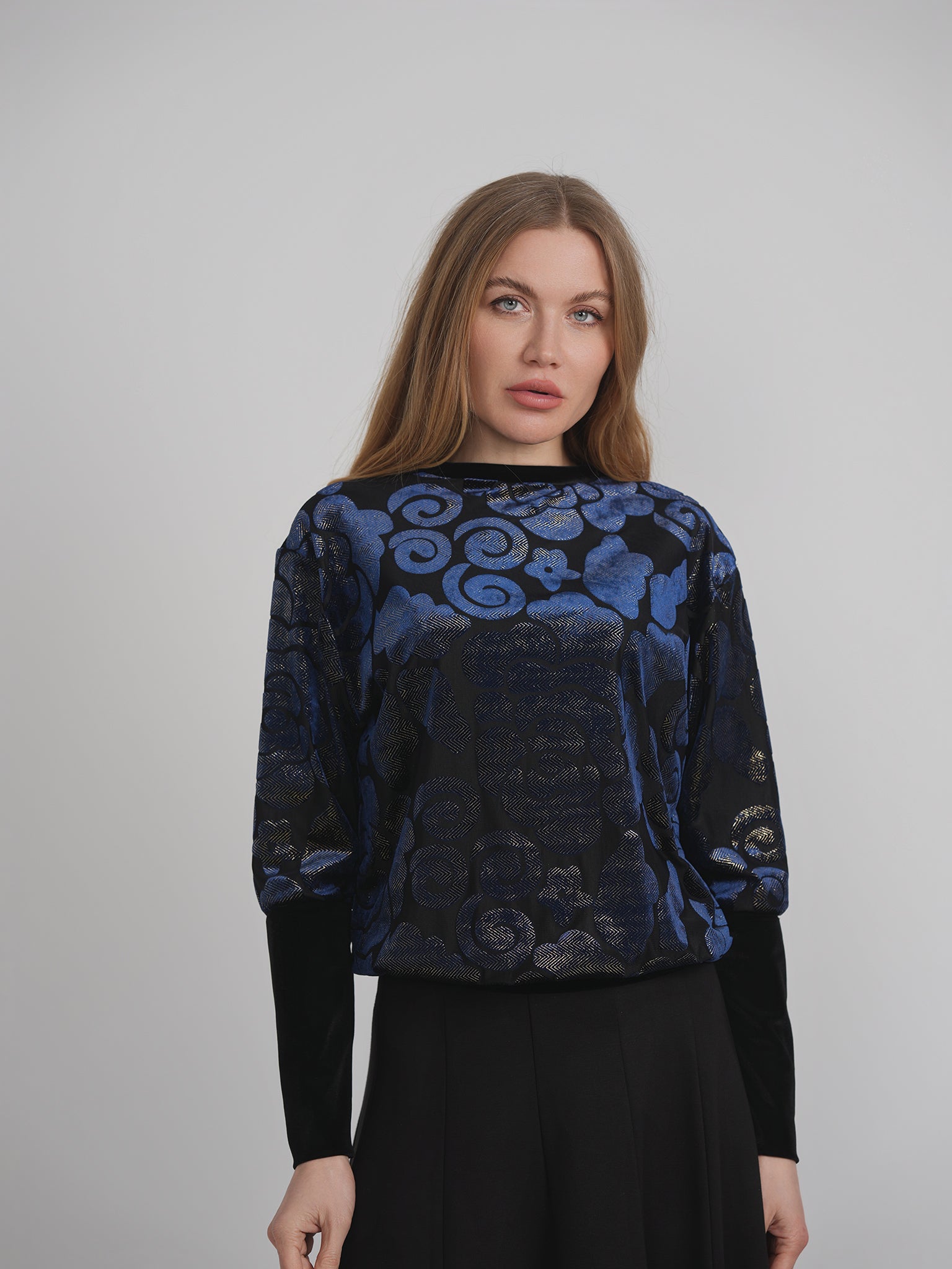 Flocked Velour Rib Bubble Top in by Mademoiselle