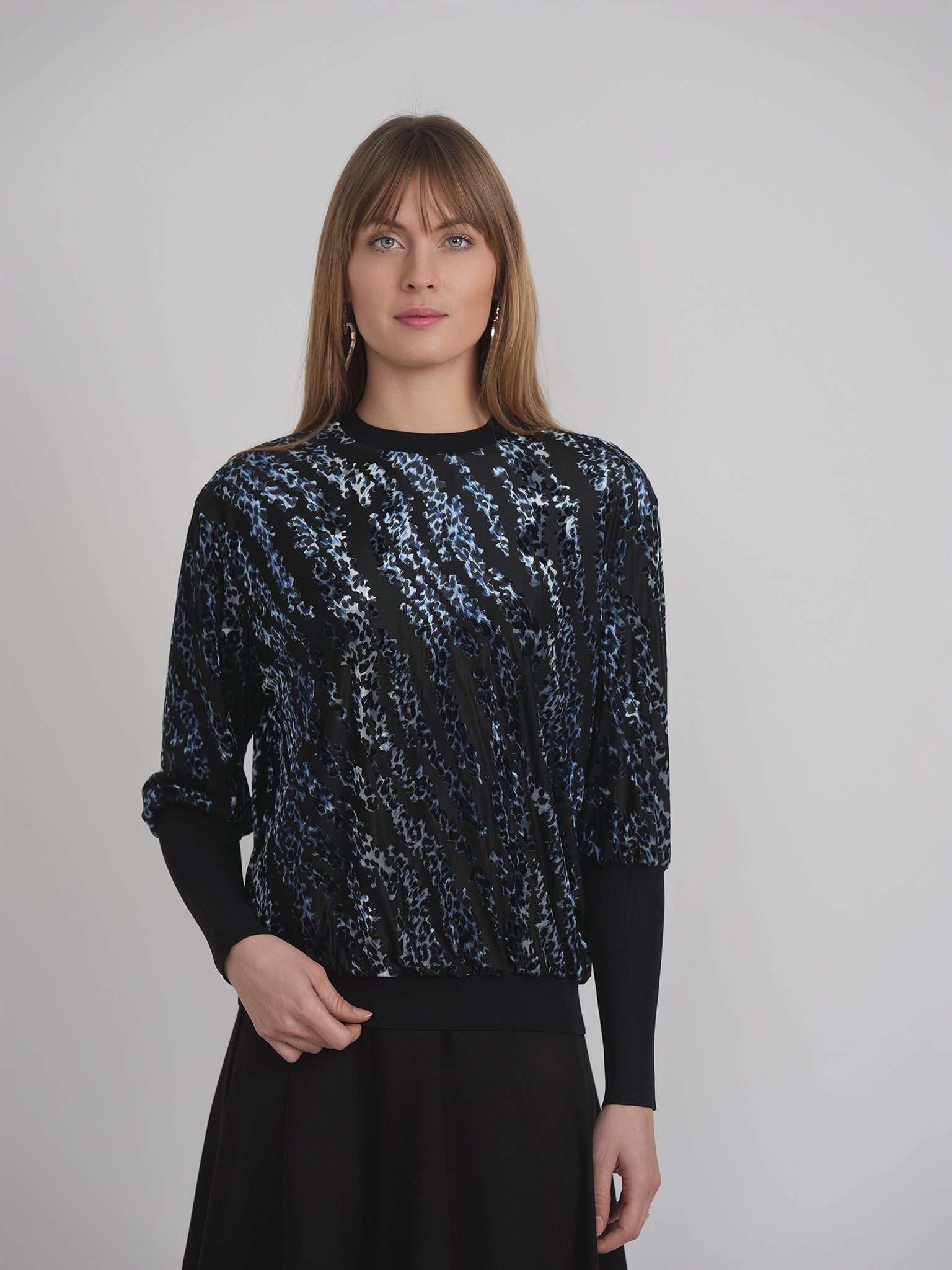 Flocked Velour Rib Bubble Top in by Mademoiselle