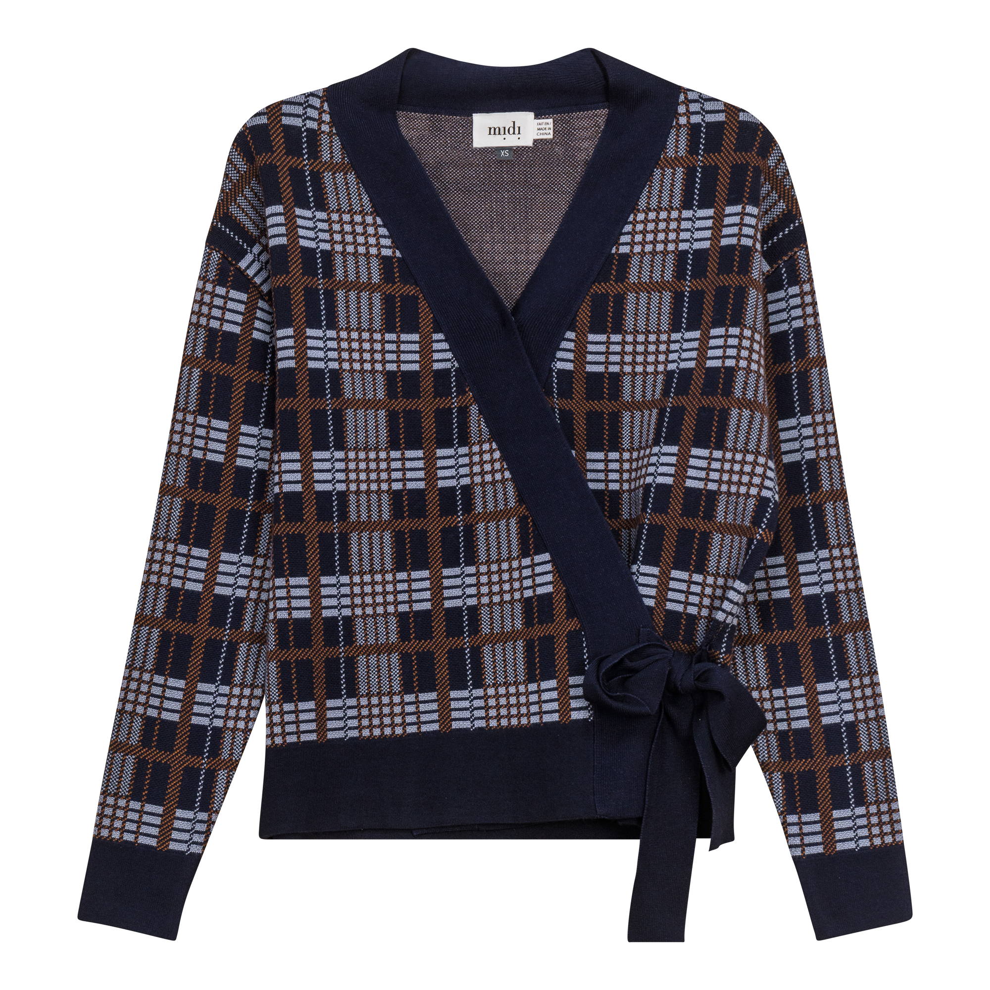 Knit Wrap Cardigan in Denim Coffee by Midi