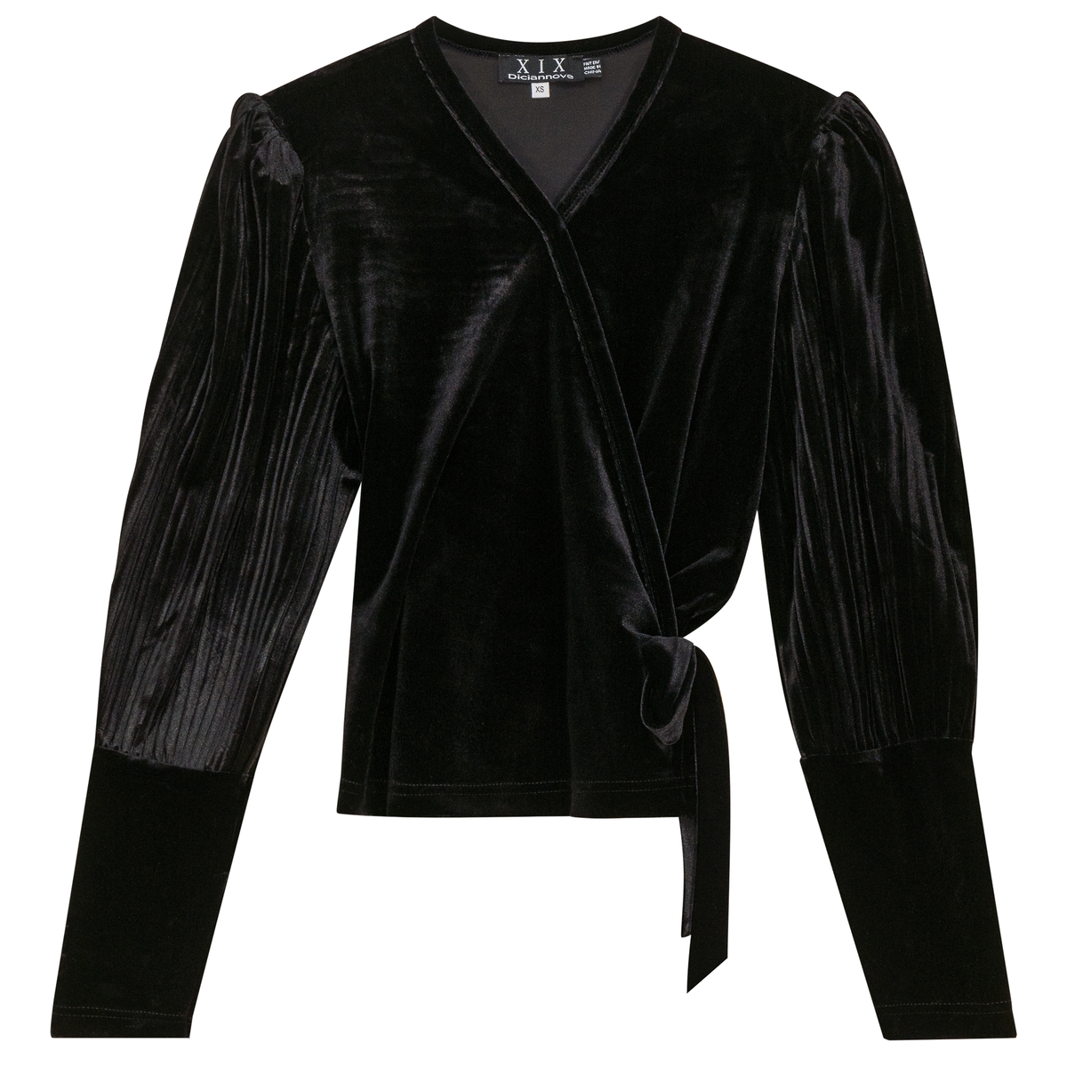 Velour Wrap Top in Black by Diciannove