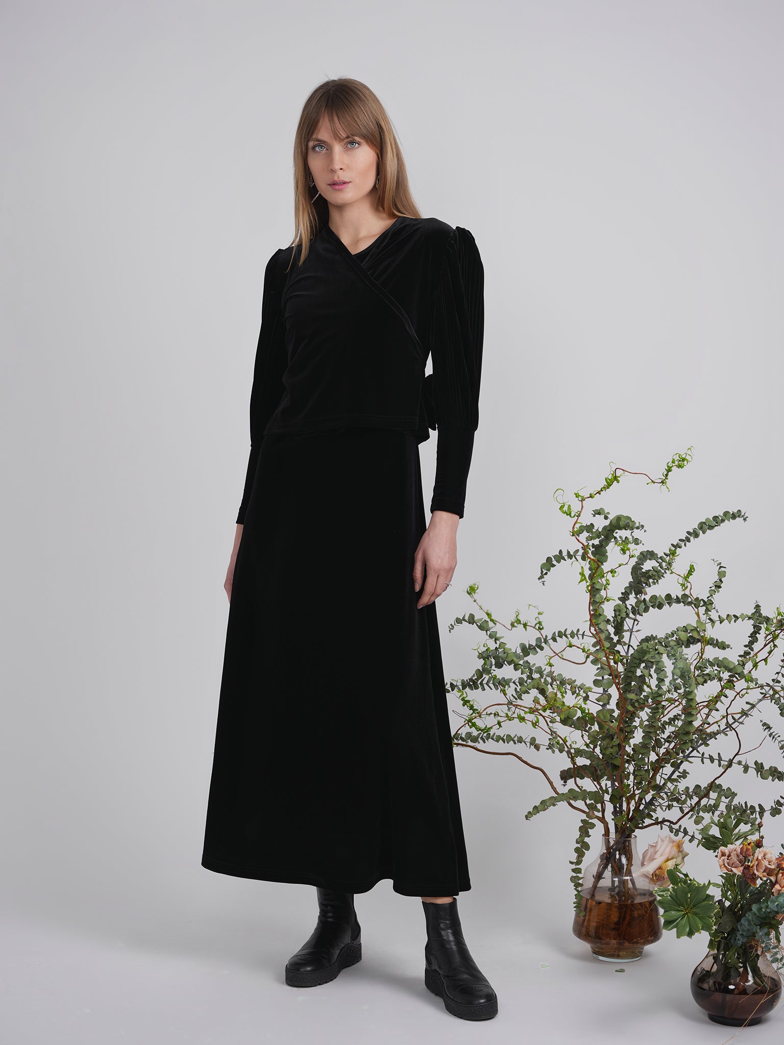 Velour Wrap Top in by Diciannove