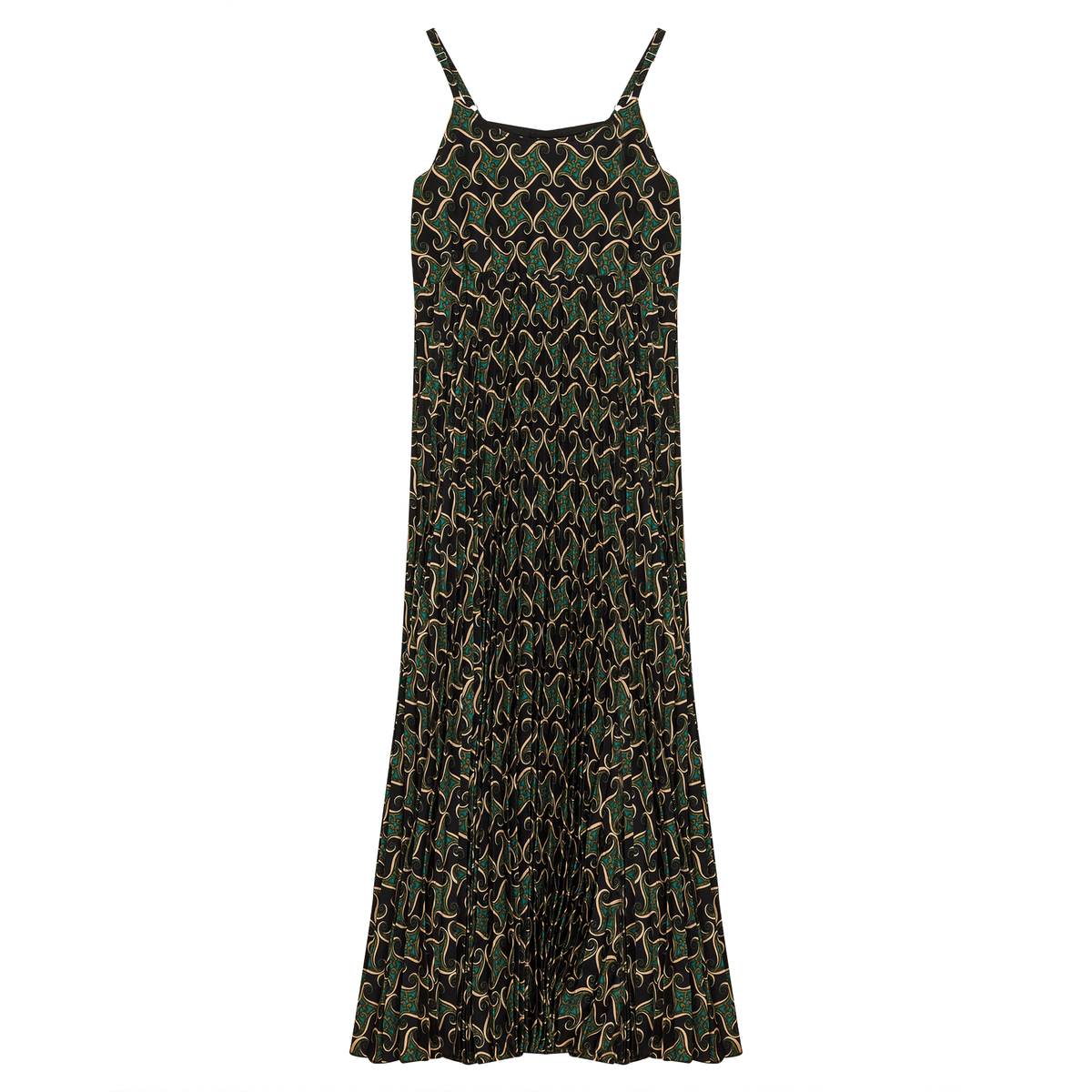 Accordian Pleated Midi Jumper in Black by NYC Factory