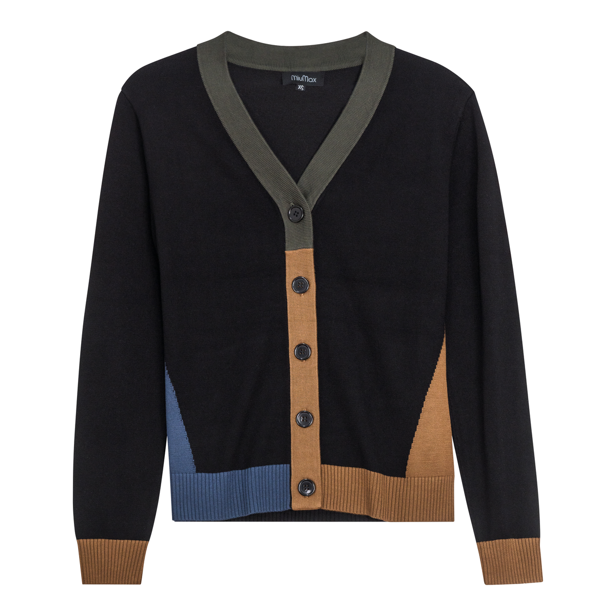 Color Blocked Cardigan in Black by MiuMax