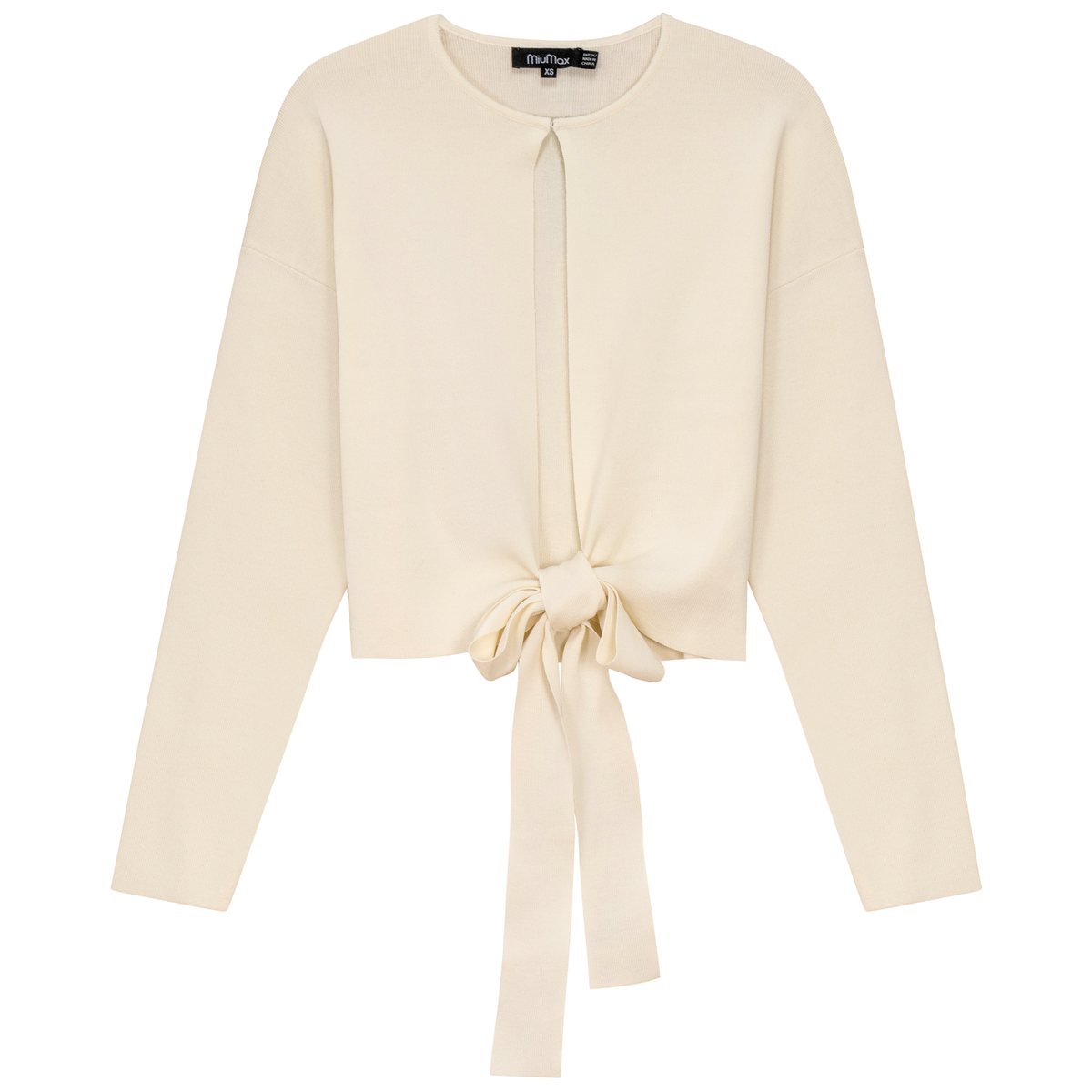 Knit Tie Bolero in Cream by MiuMax