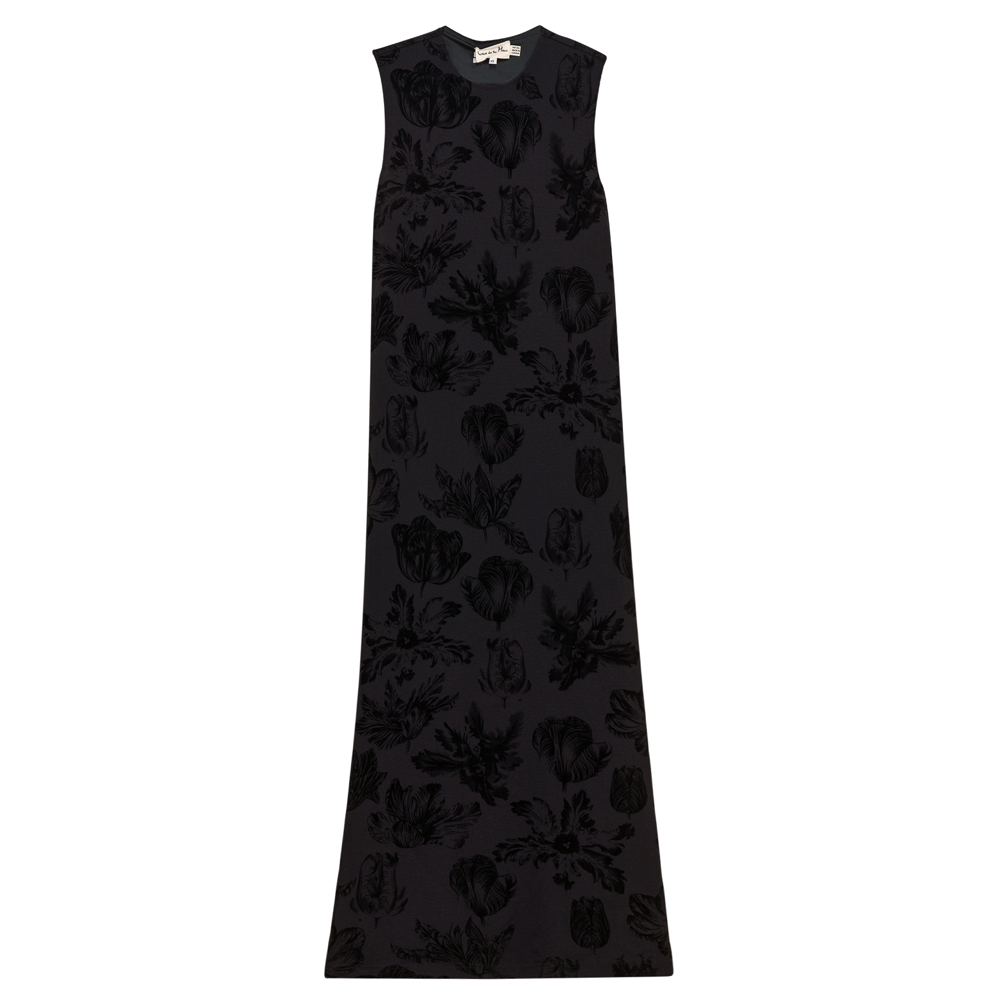 Flocked Velour Maxi Jumper in Black by Coco de la Mour