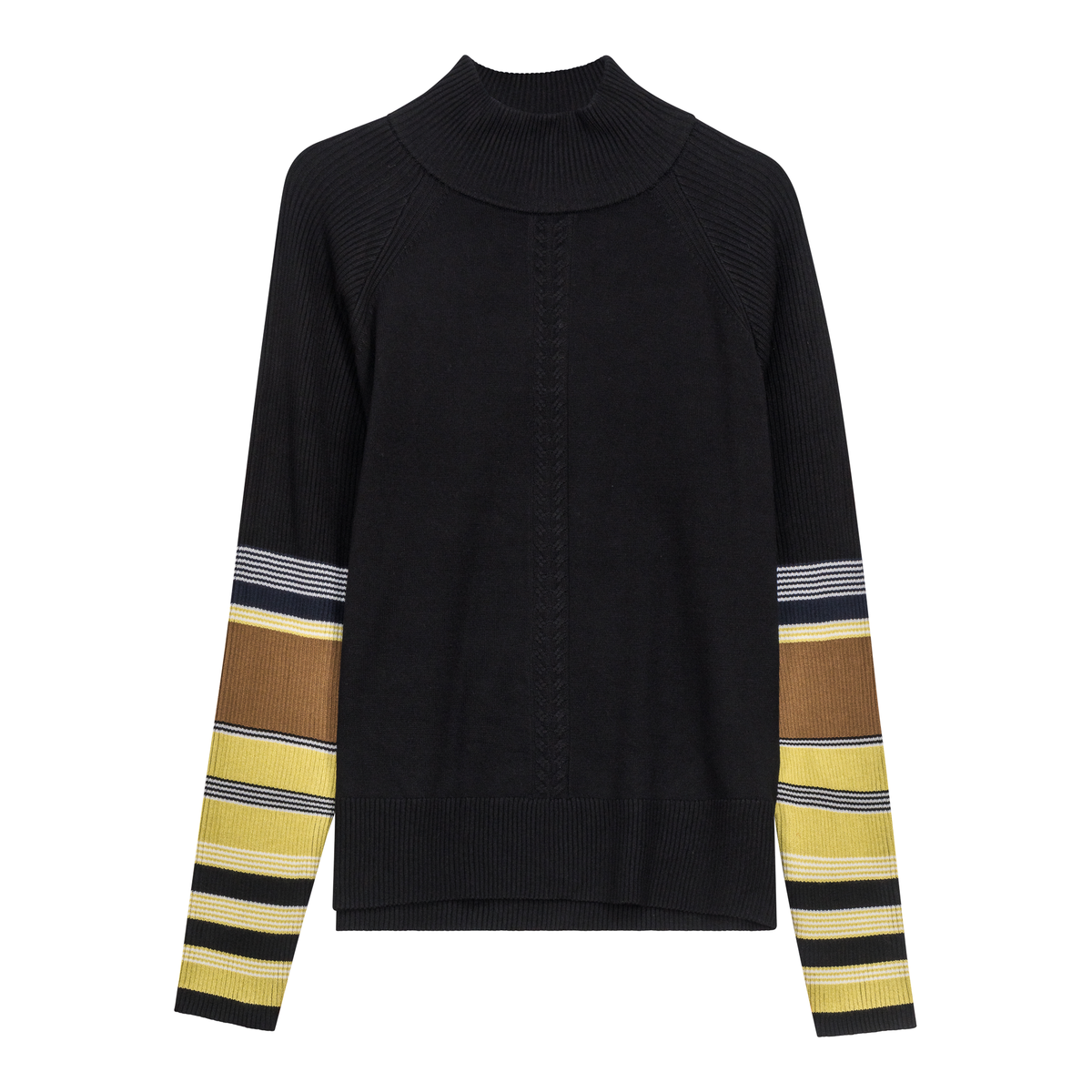 Turtle Neck Combo Sweater in Black by QEW