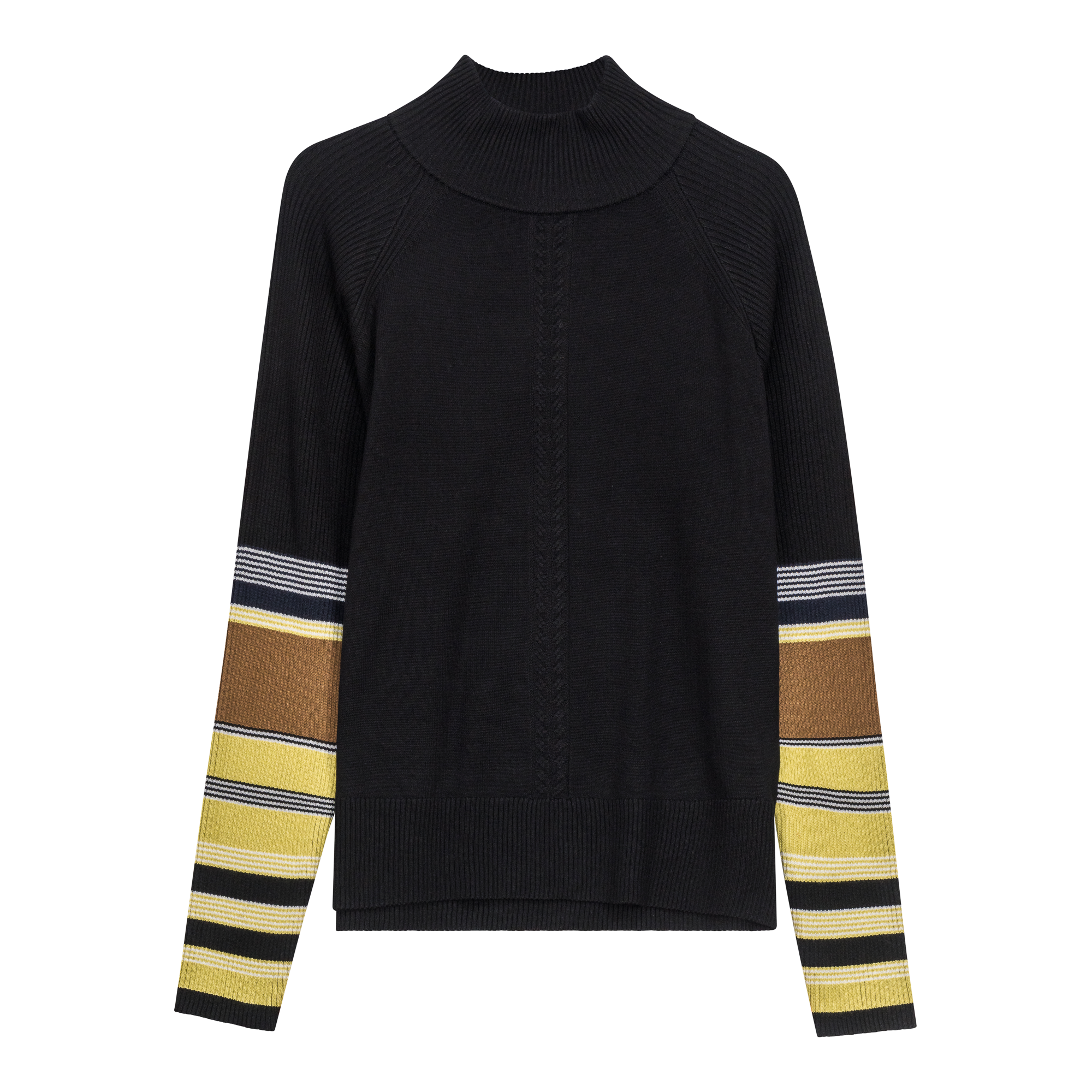 Turtle Neck Combo Sweater in Black by QEW