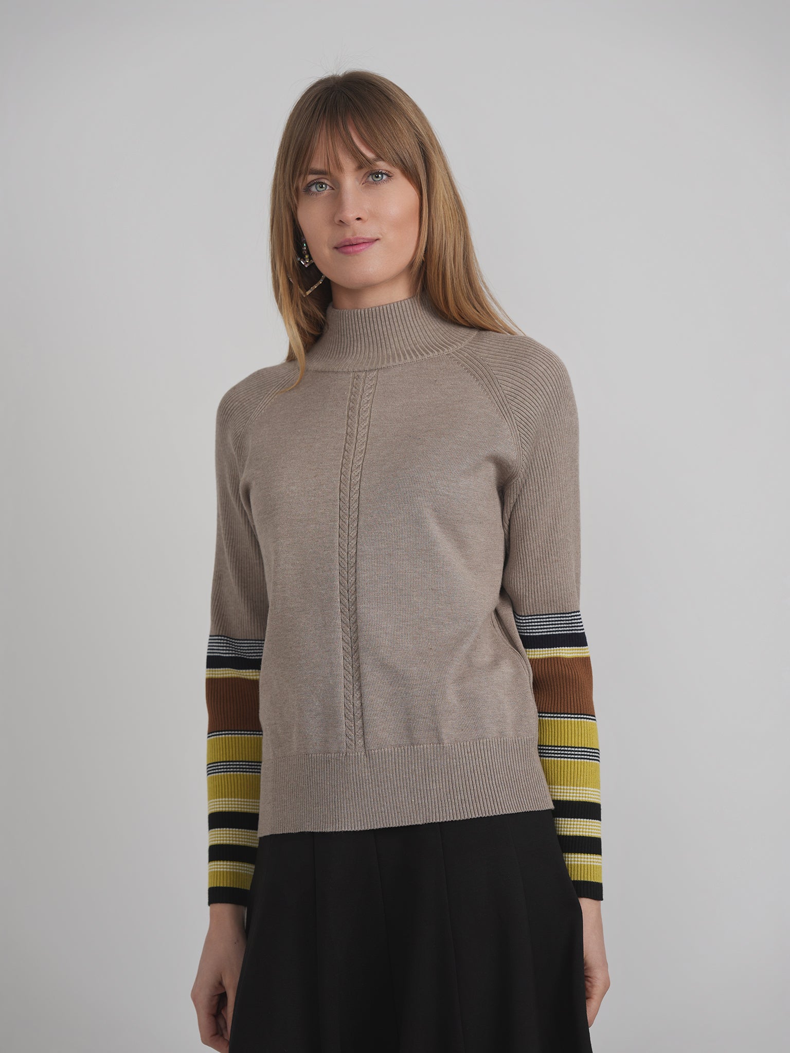 Turtle Neck Combo Sweater in by QEW