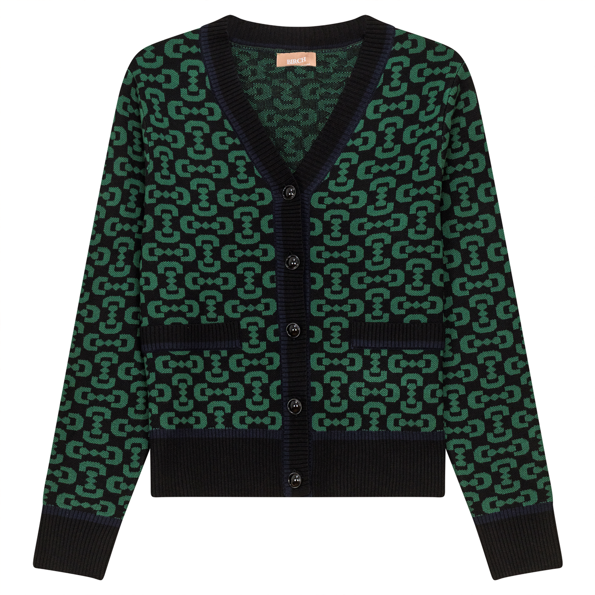 Printed Knit Cardigan in Black Hunter by Birch