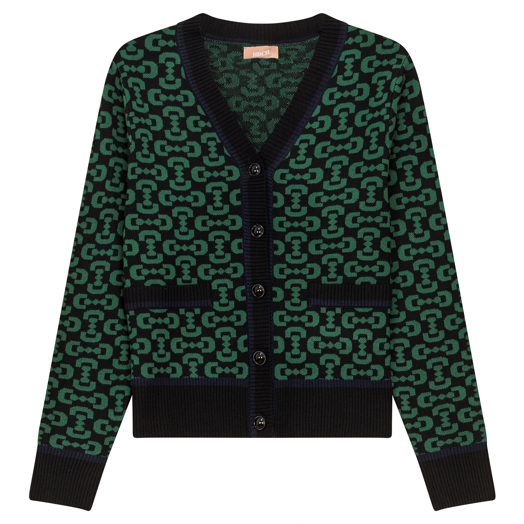 Printed Knit Cardigan in Black Hunter by Birch