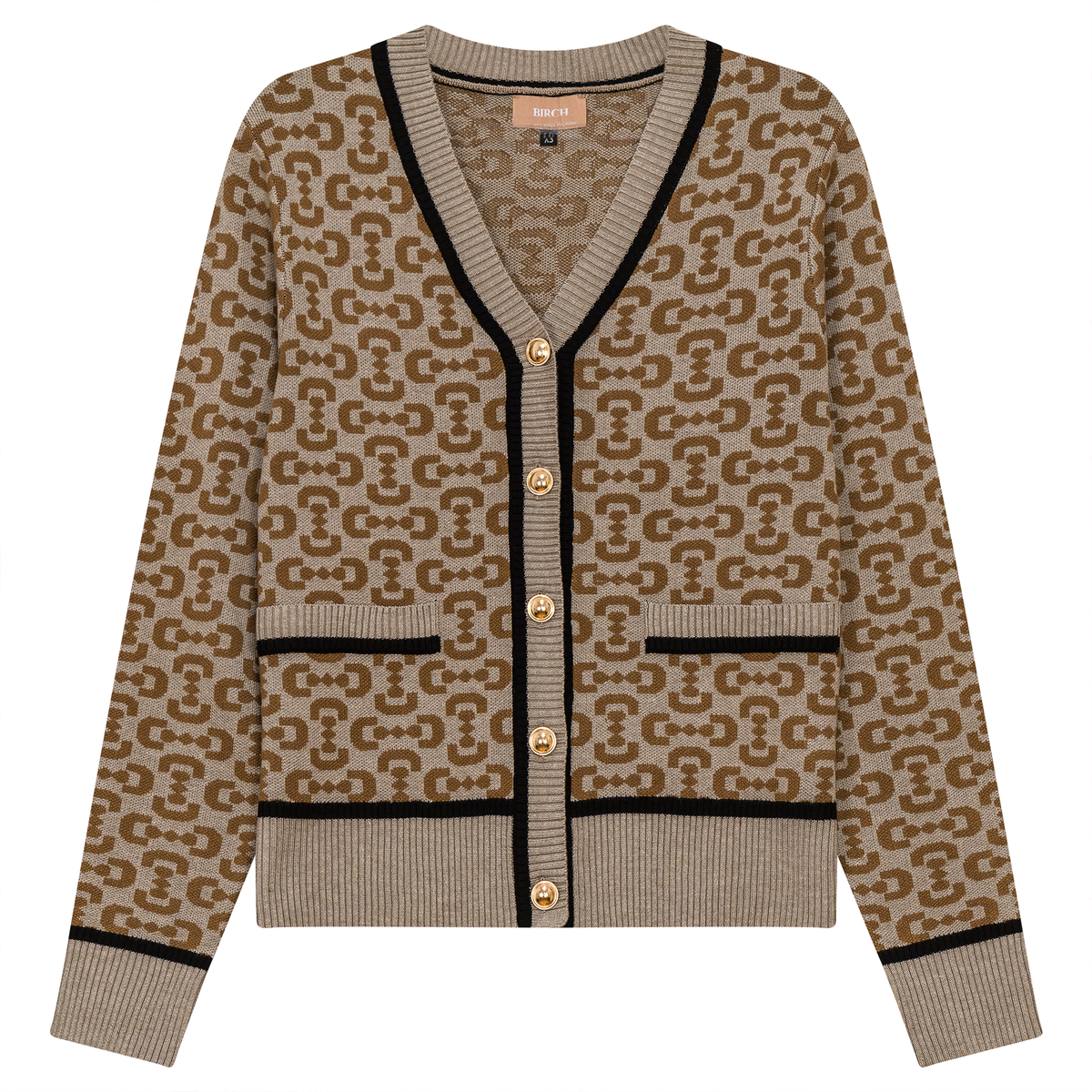 Printed Knit Cardigan in Stone Taupe by Birch
