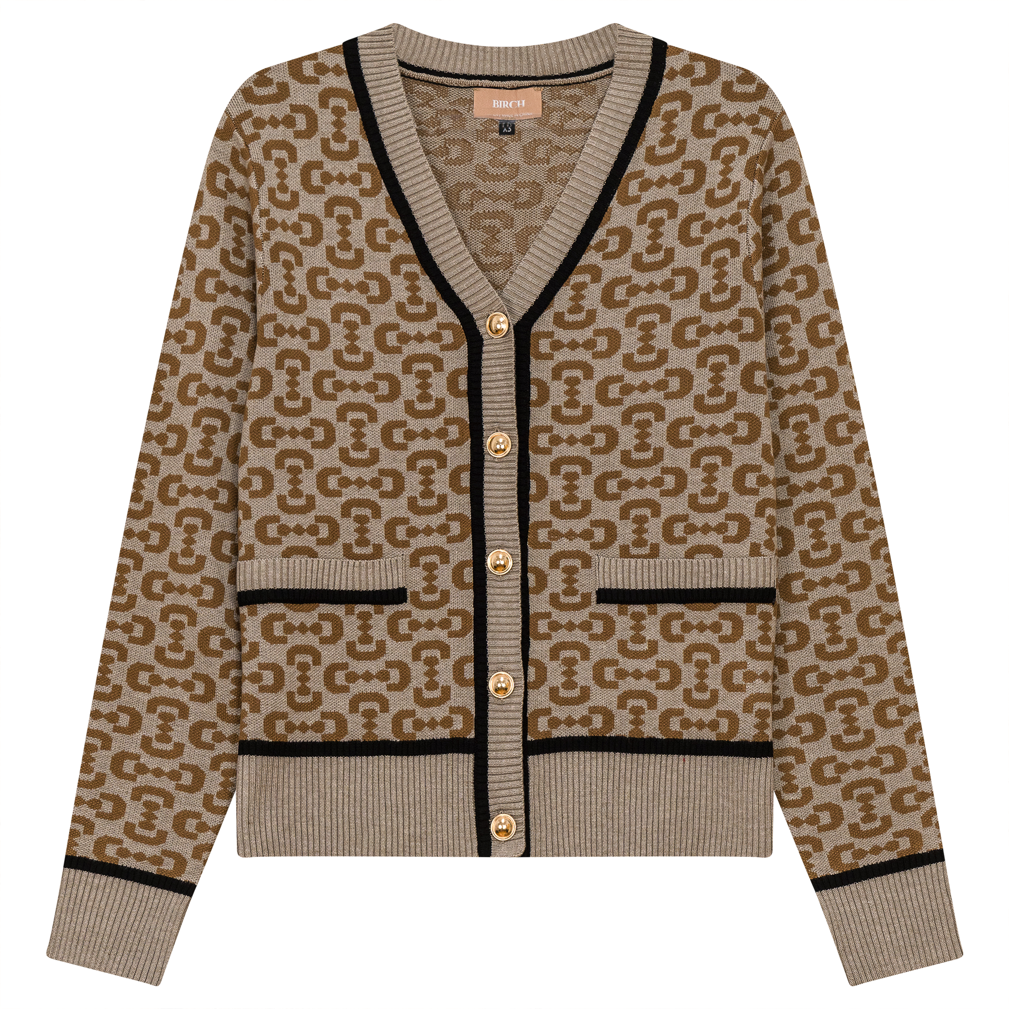 Printed Knit Cardigan in Stone Taupe by Birch