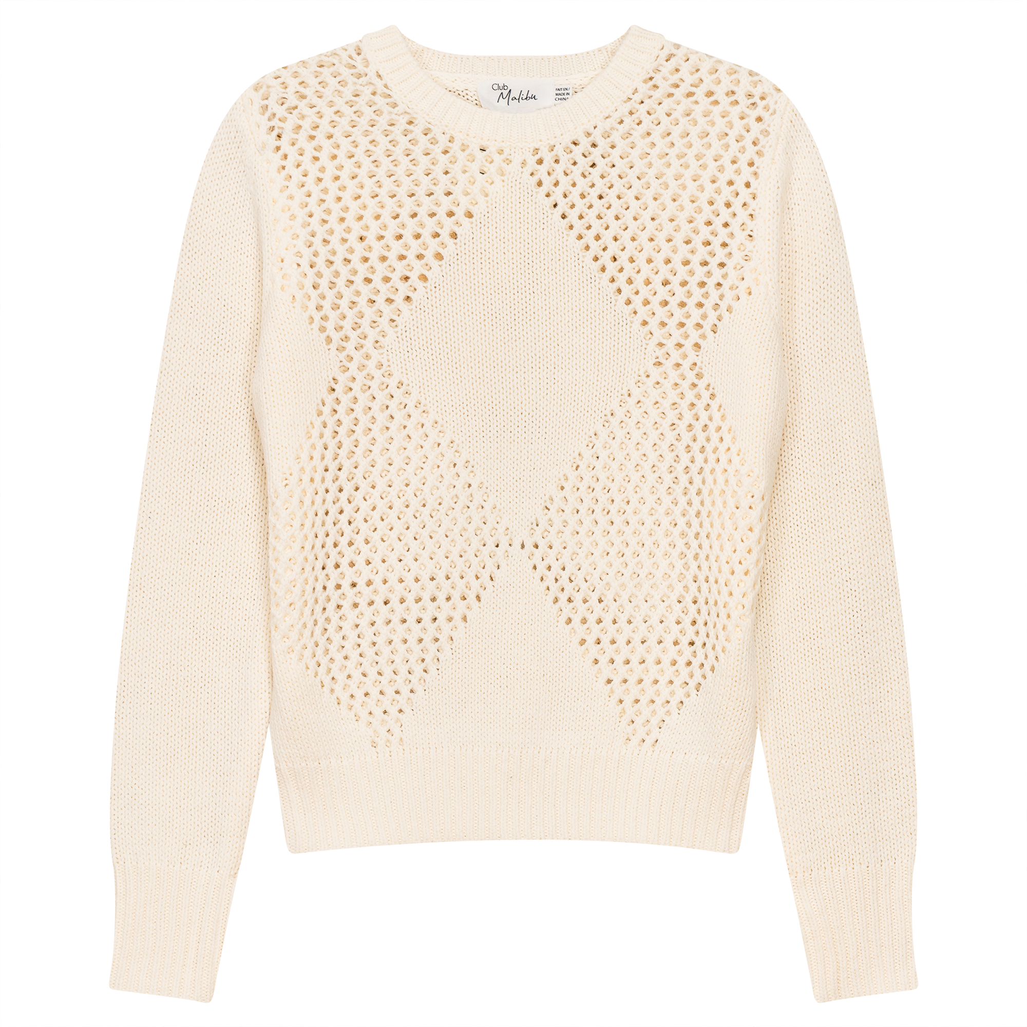 Knitted Boucle Sweater in Cream by Club Malibu