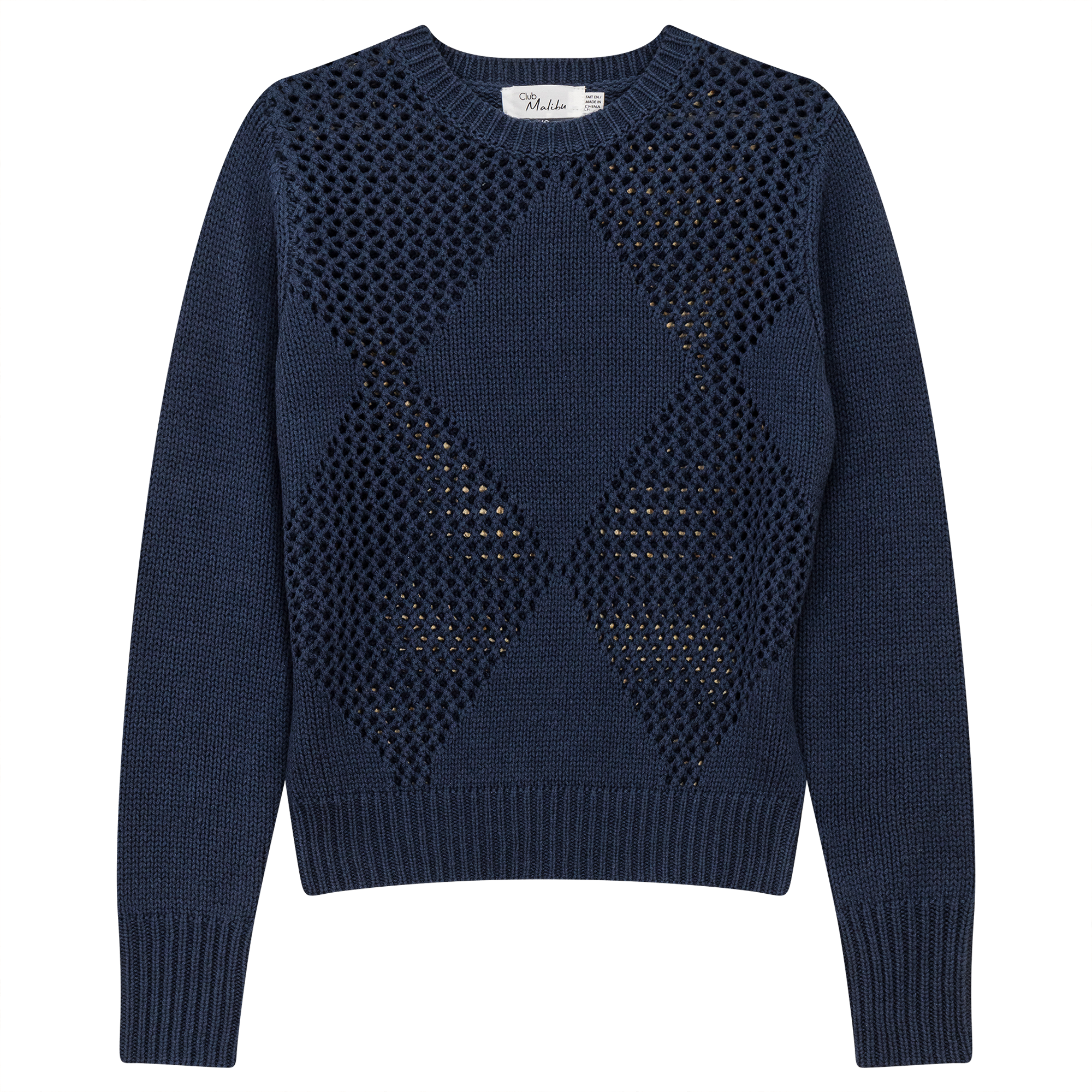 Knitted Boucle Sweater in Steel Blue by Club Malibu