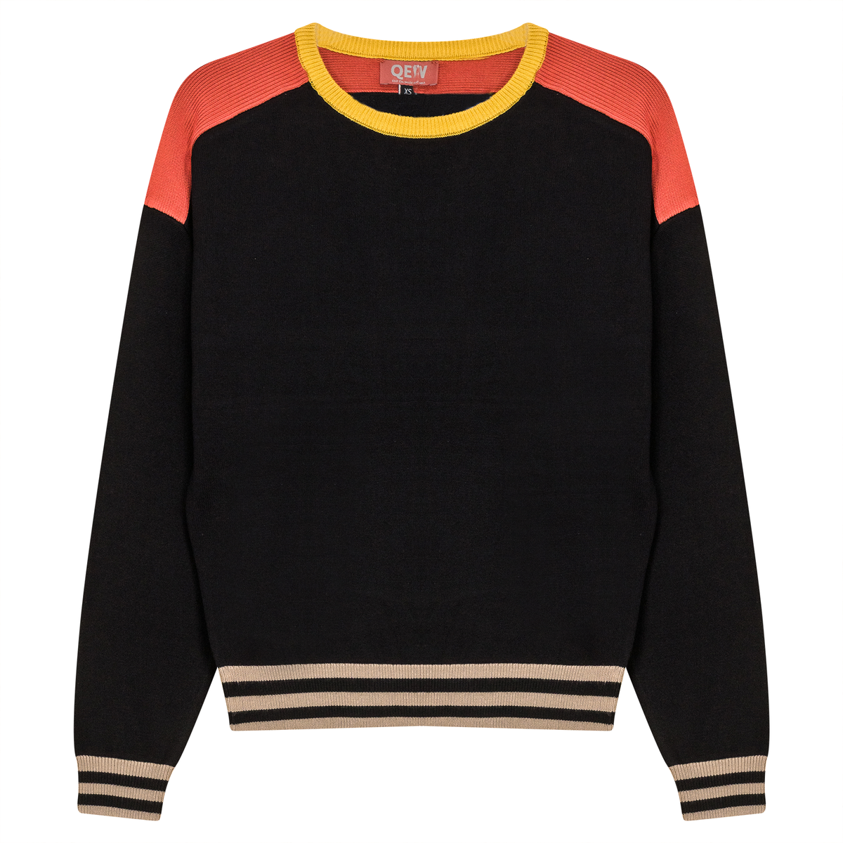 Color Blocked Dolman Sweater in Black Rust by QEW
