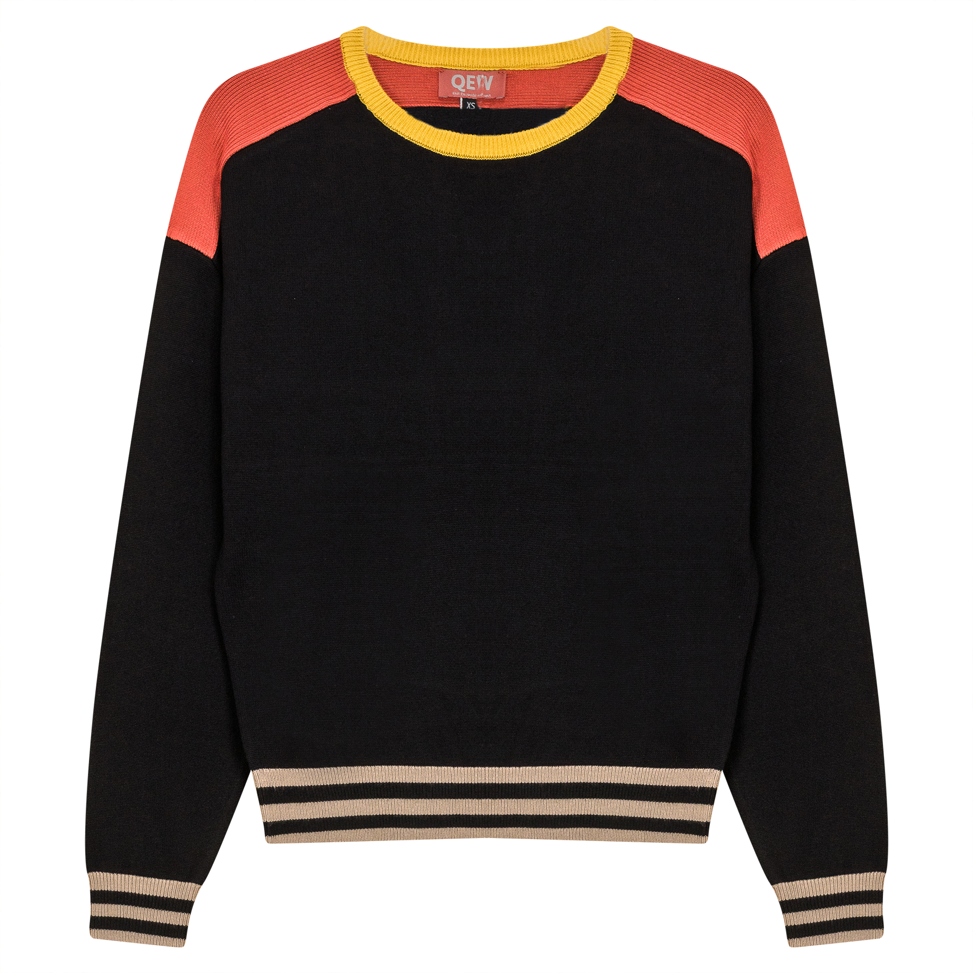Color Blocked Dolman Sweater in Black Rust by QEW