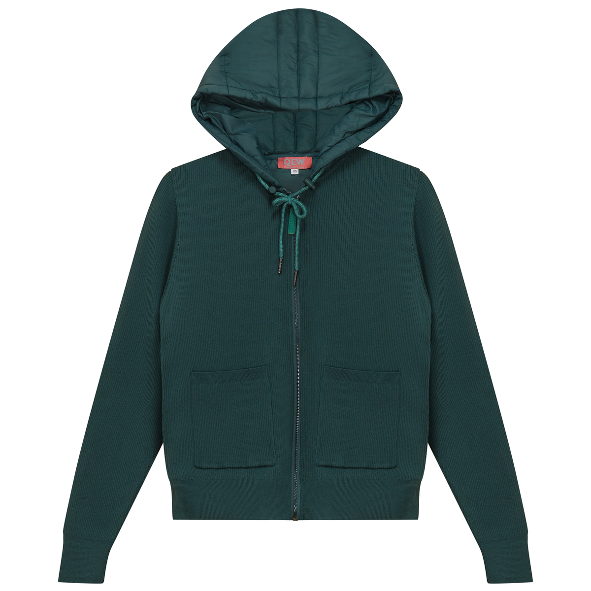 Knit Quilt Hooded Jacket in Deep Teal by QEW