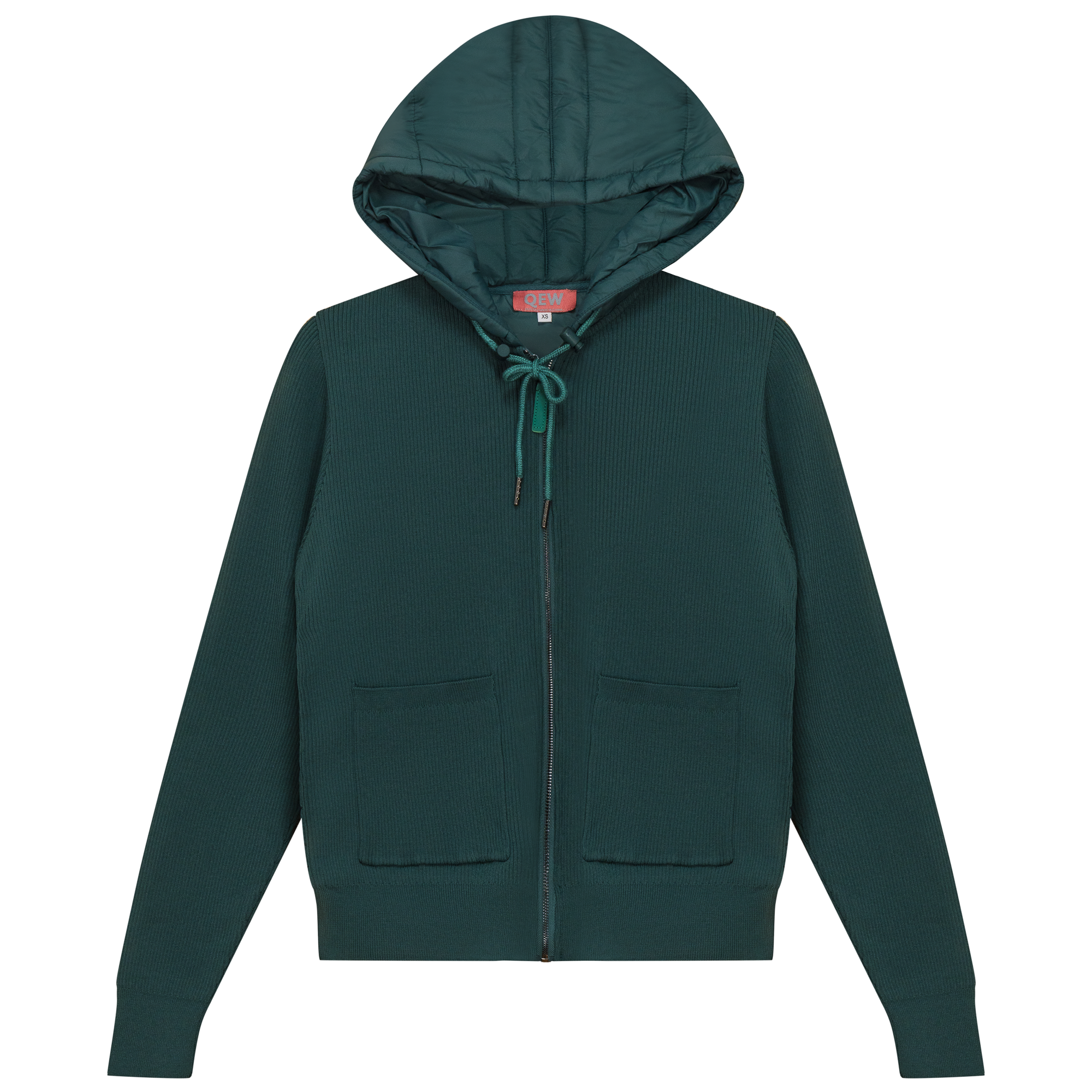 Knit Quilt Hooded Jacket in Deep Teal by QEW