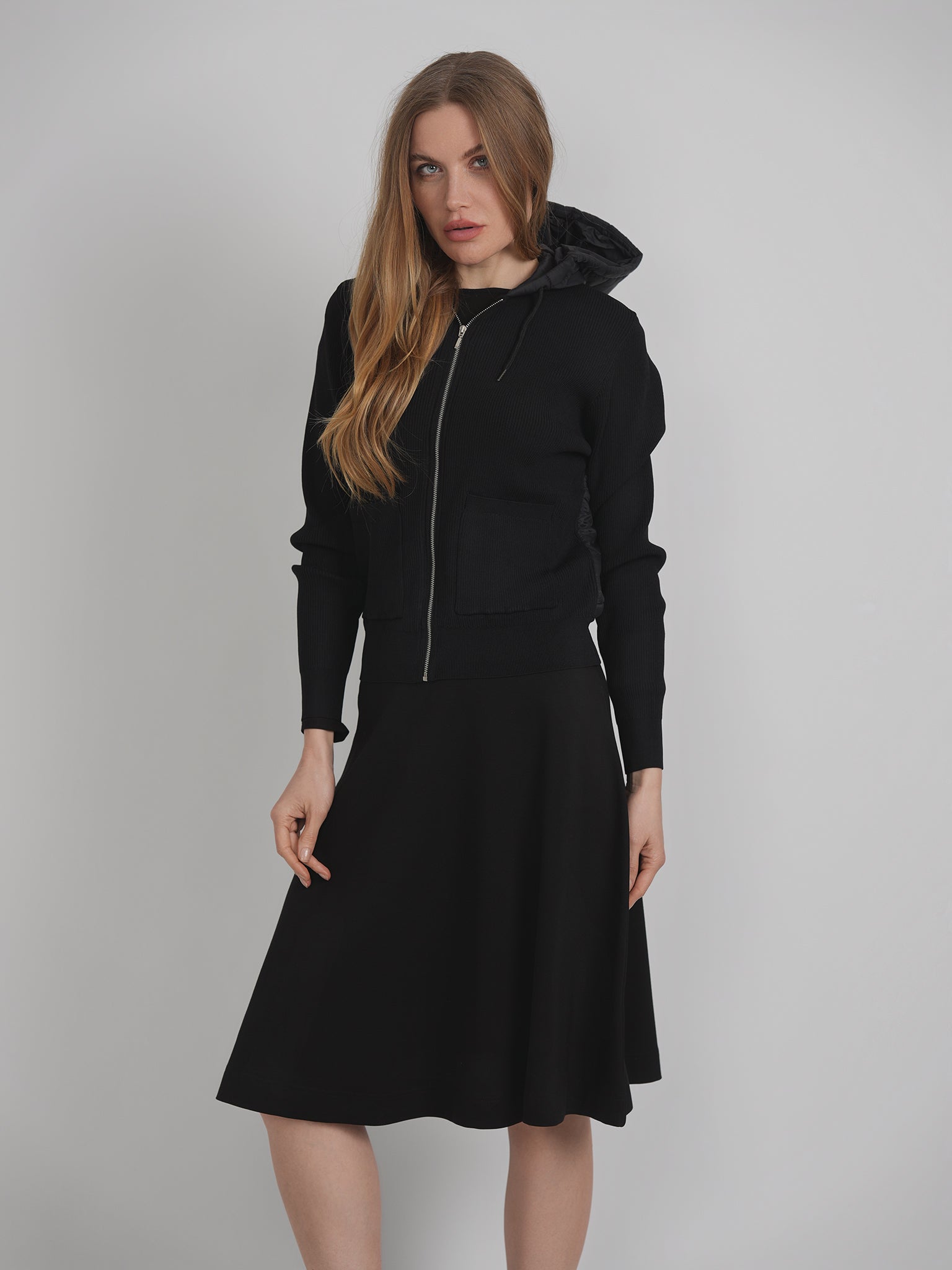 Knit Quilt Hooded Jacket in Deep Teal by QEW