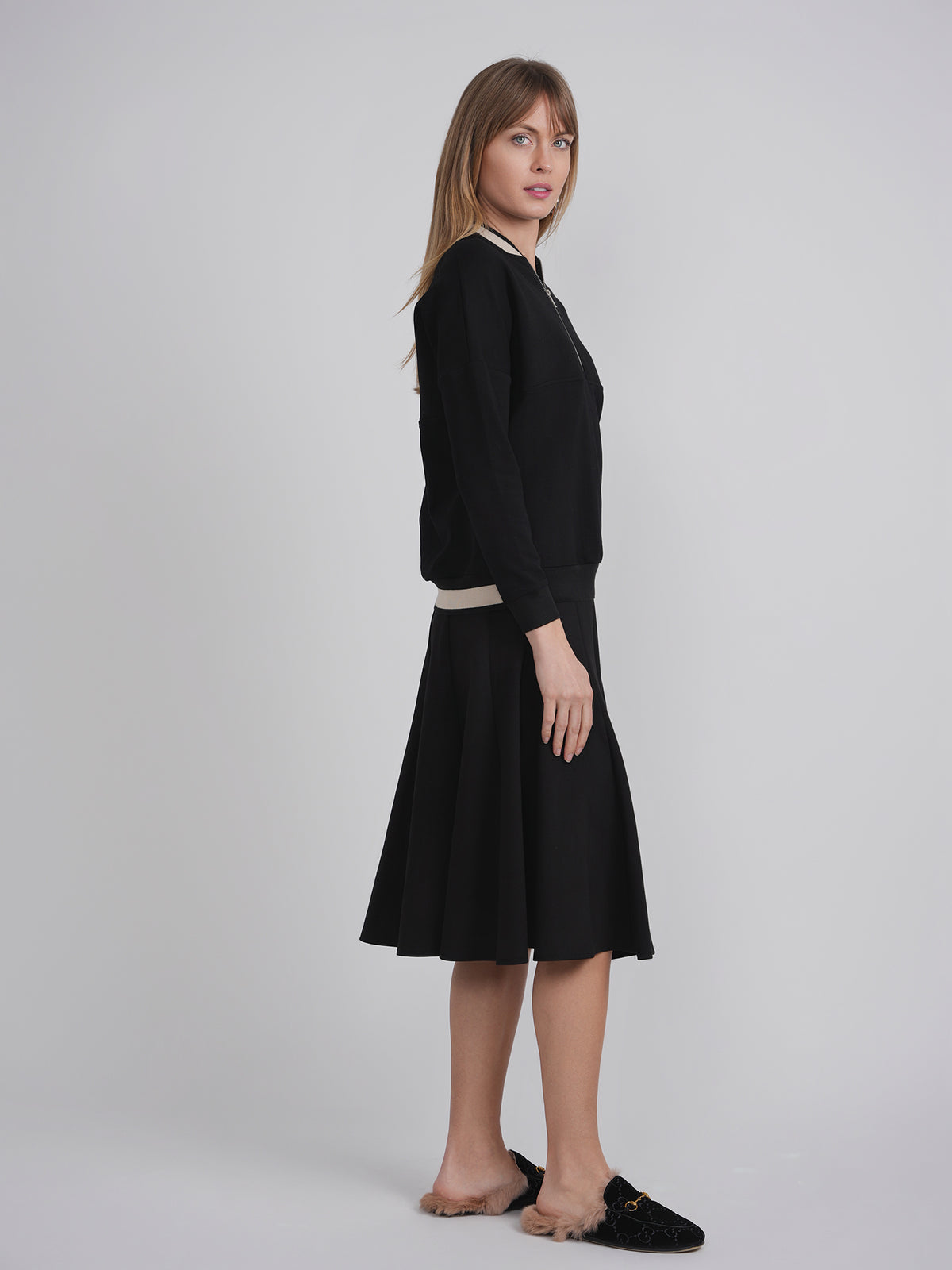 Zip Sweater with 2 Tone Neck in by Oops