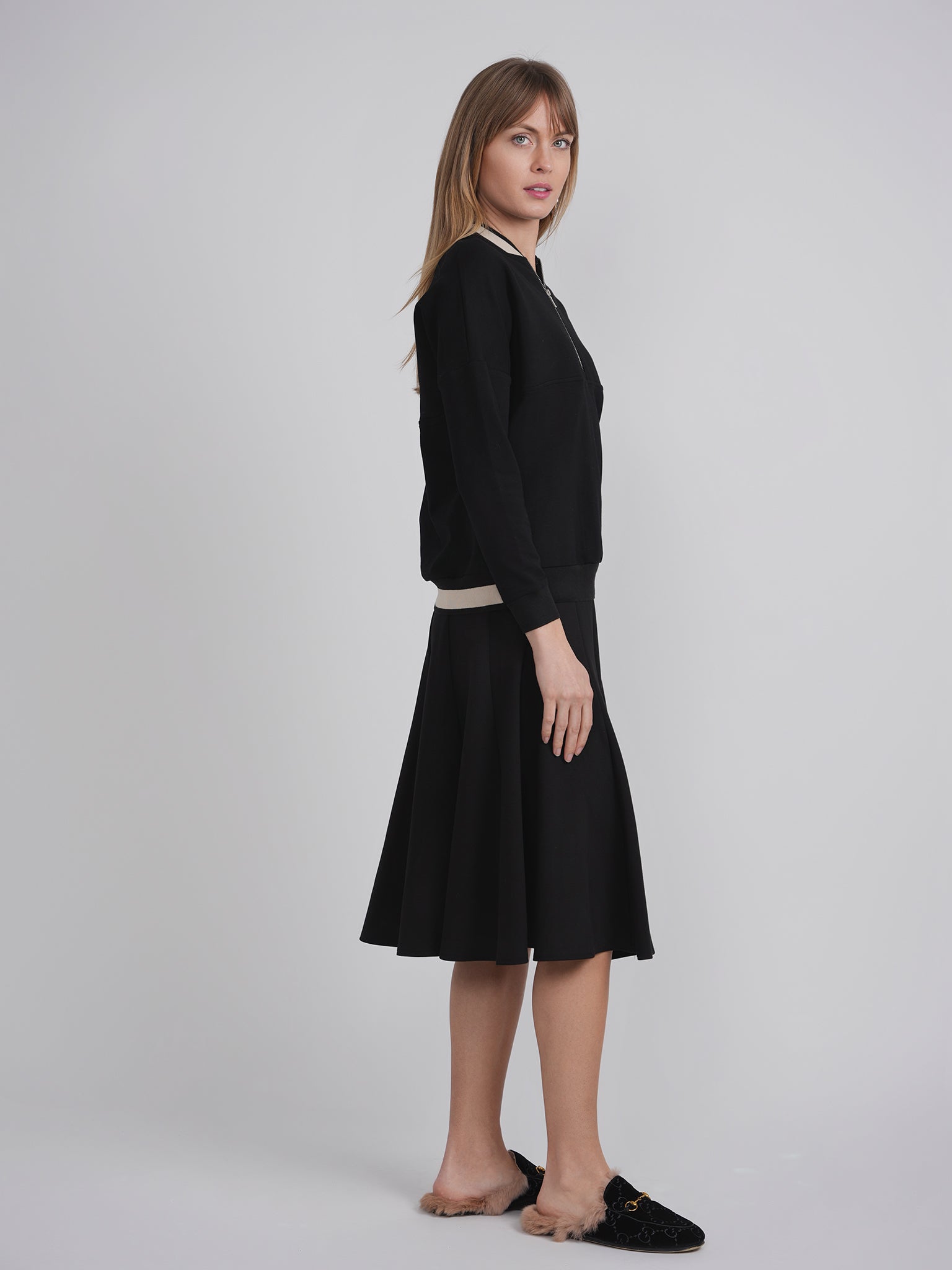 Zip Sweater with 2 Tone Neck in by Oops