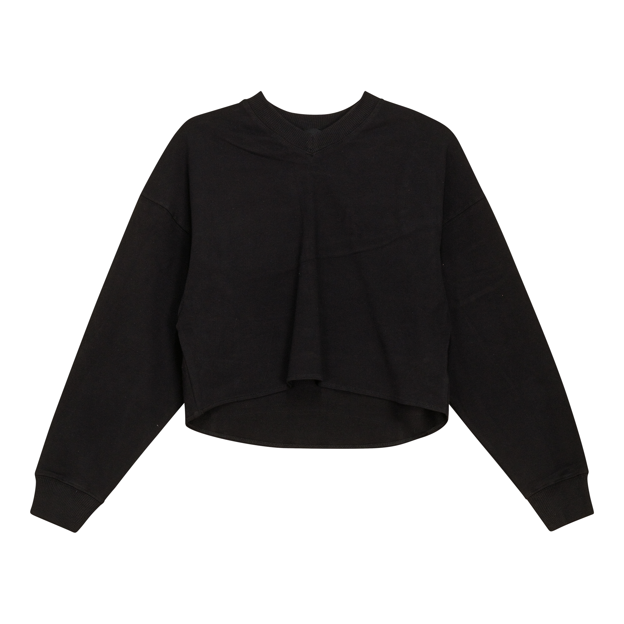 V Neck Cropped Sweatshirt in Black by Spades