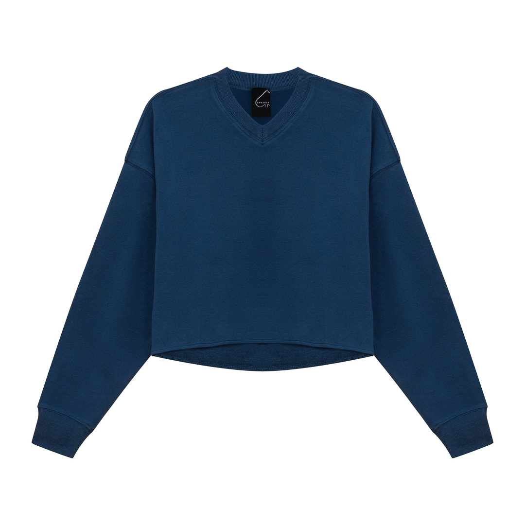 Cropped v neck sweatshirt on sale