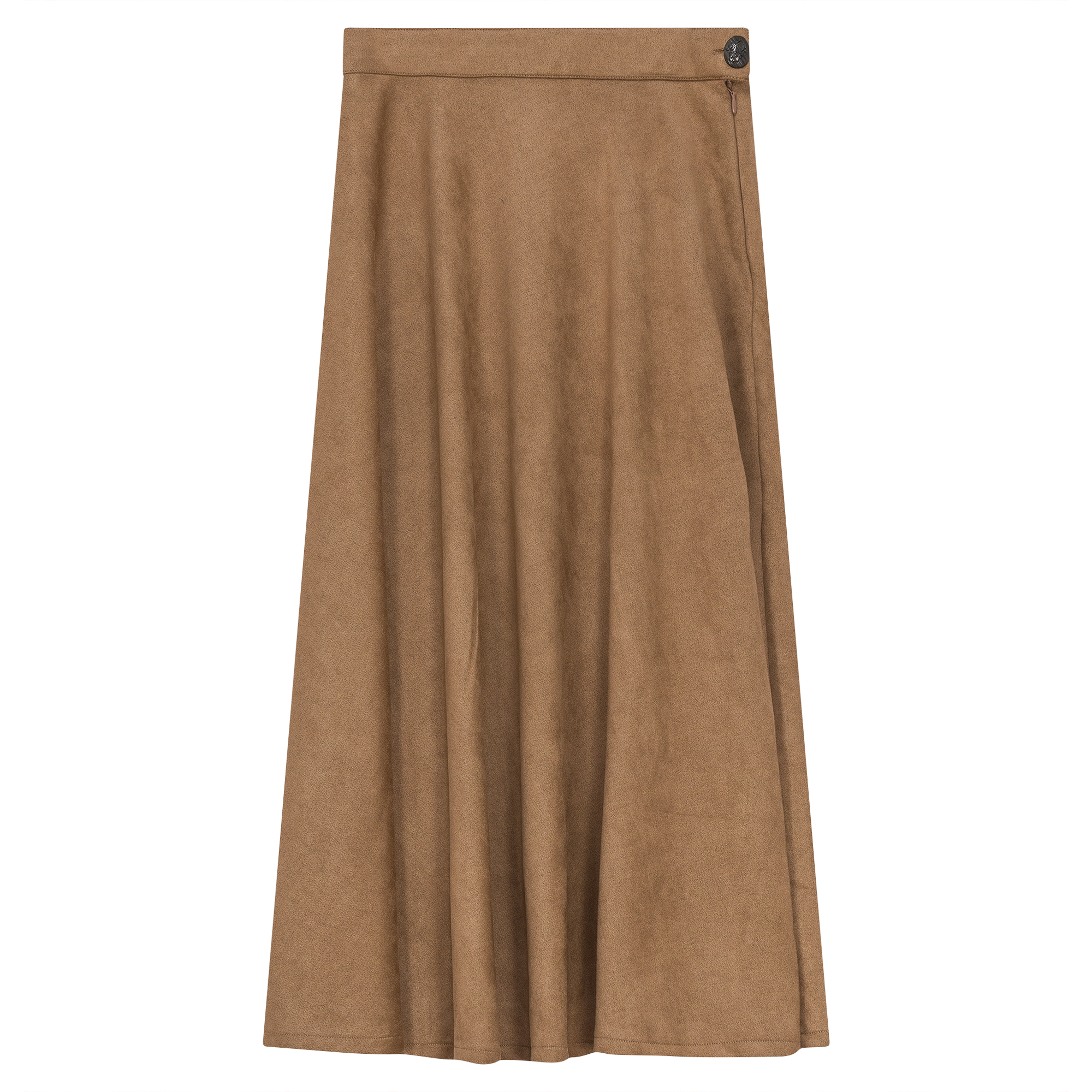 Midi A Line Suede Skirt in Stone by Oops