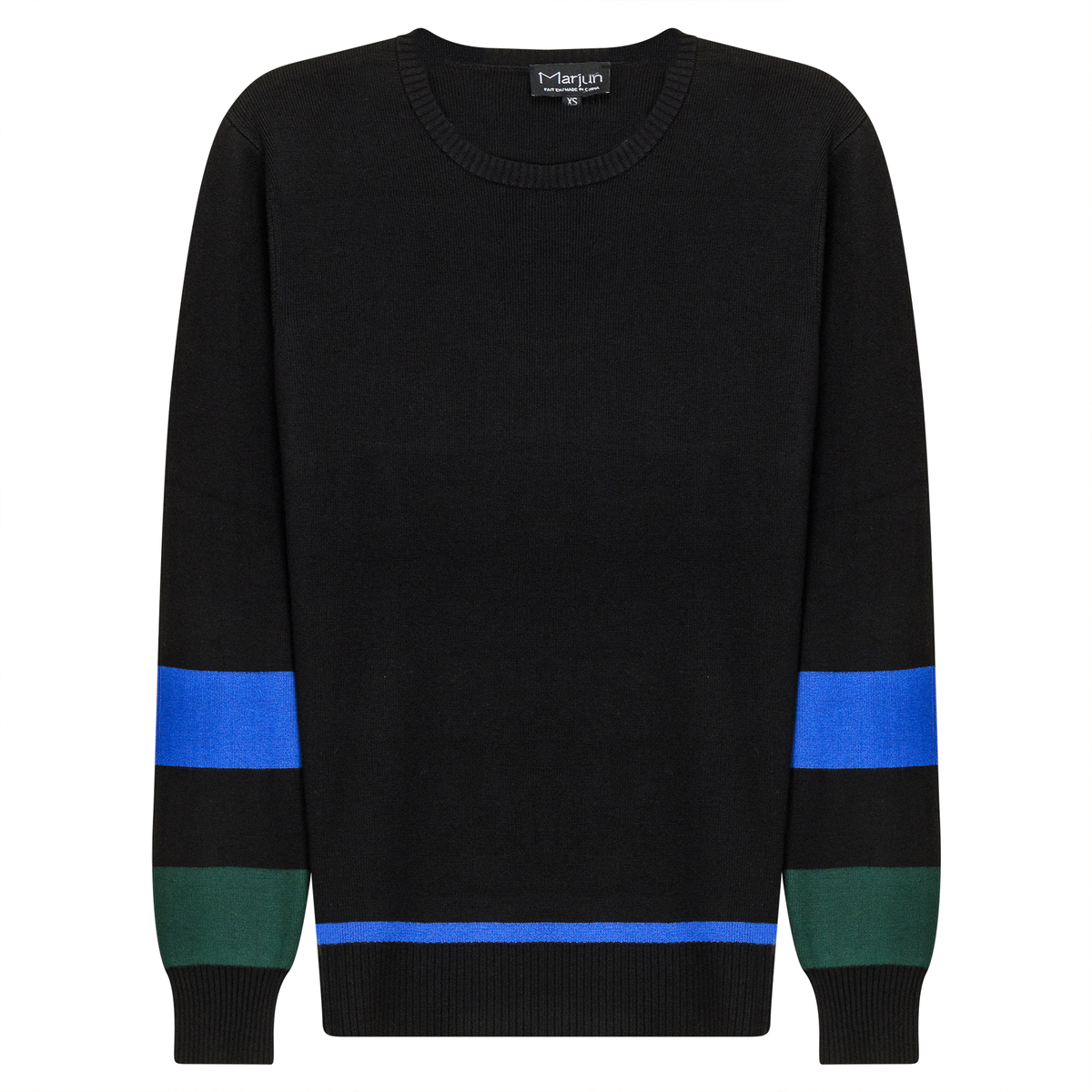 Zipper Side Color Contrast Knit Sweater in Black Royal by Marjun