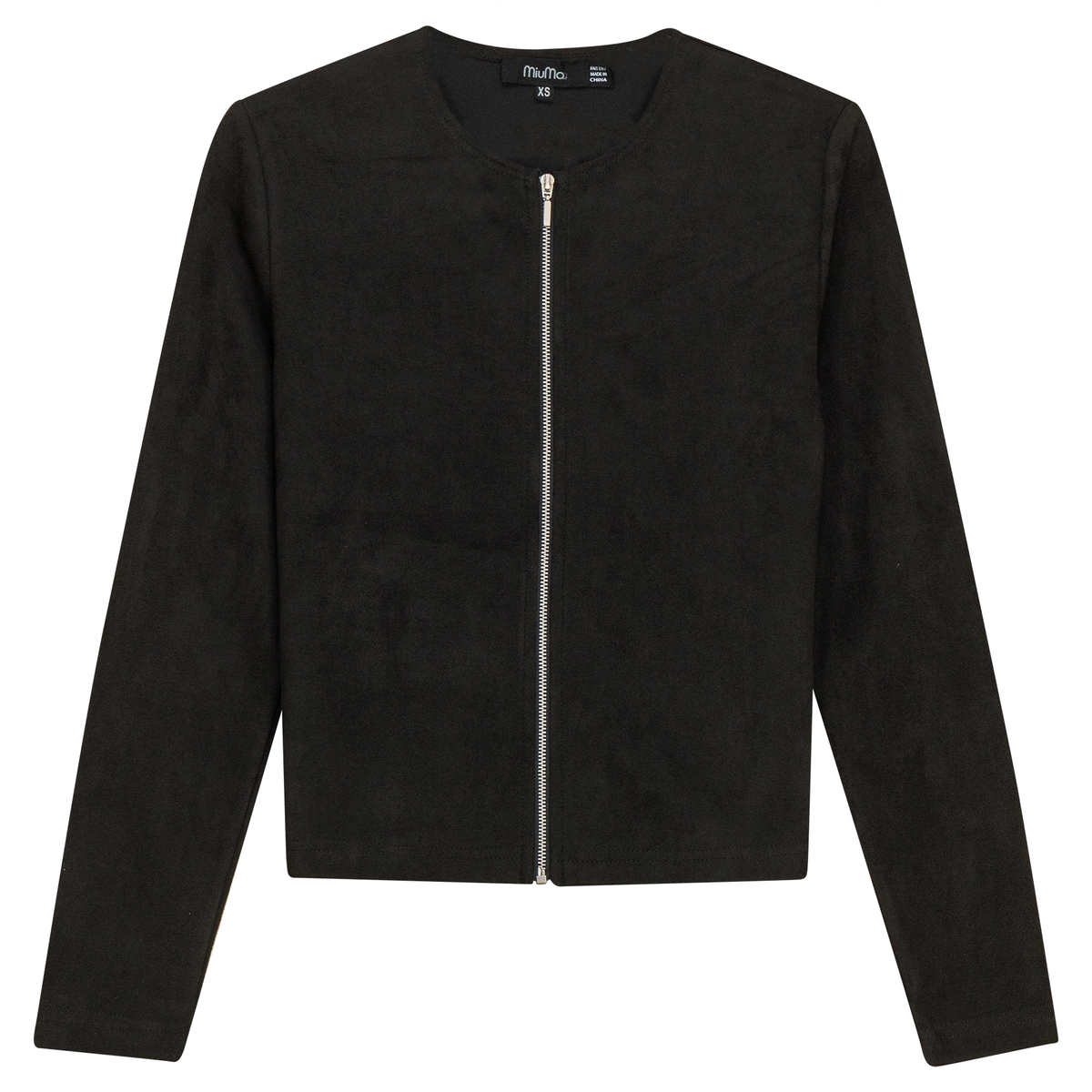 Suede Zip Jacket in Black by MiuMax