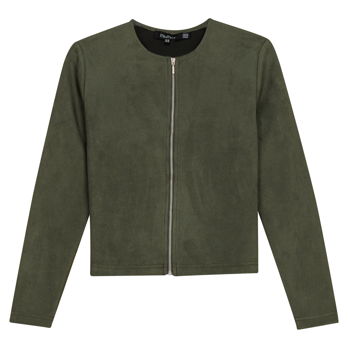 Suede Zip Jacket in Dark Olive by MiuMax