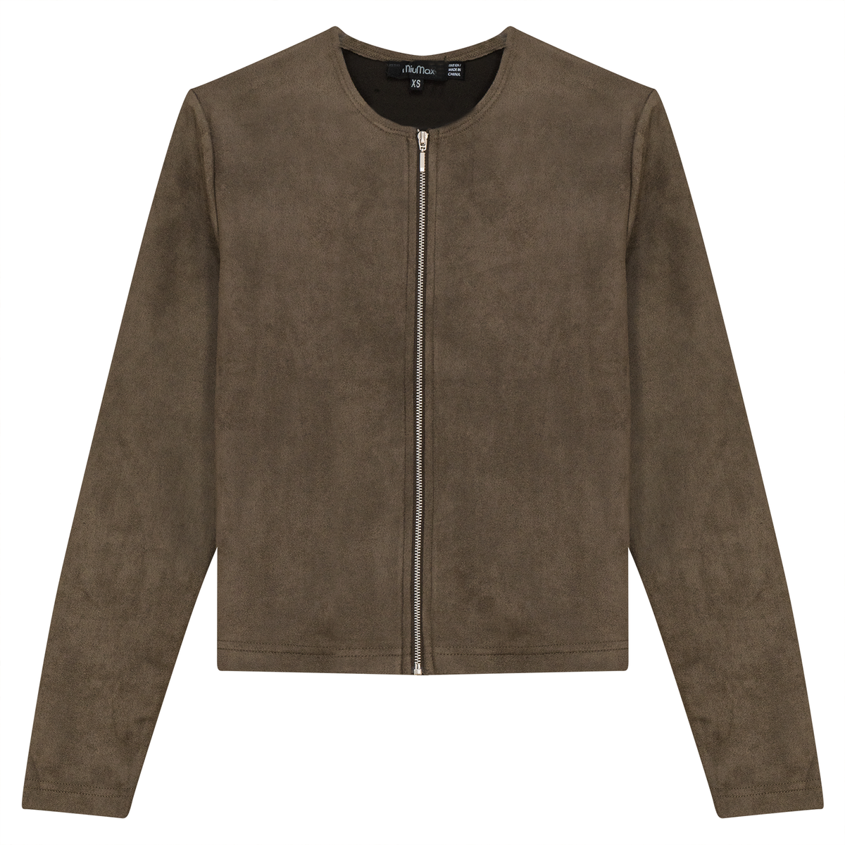 Suede Zip Jacket in Mocha by MiuMax