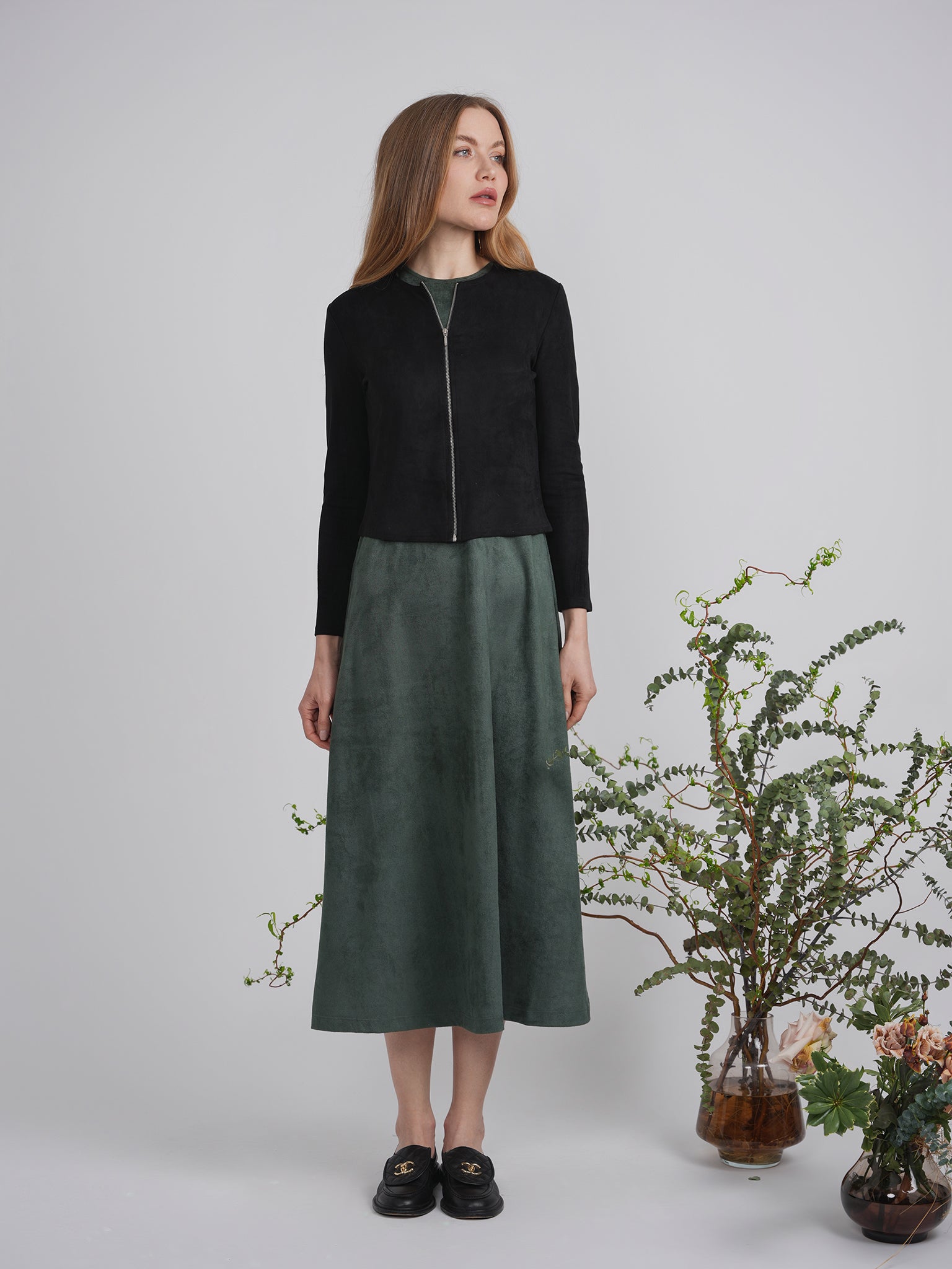 Suede Zip Jacket in by MiuMax