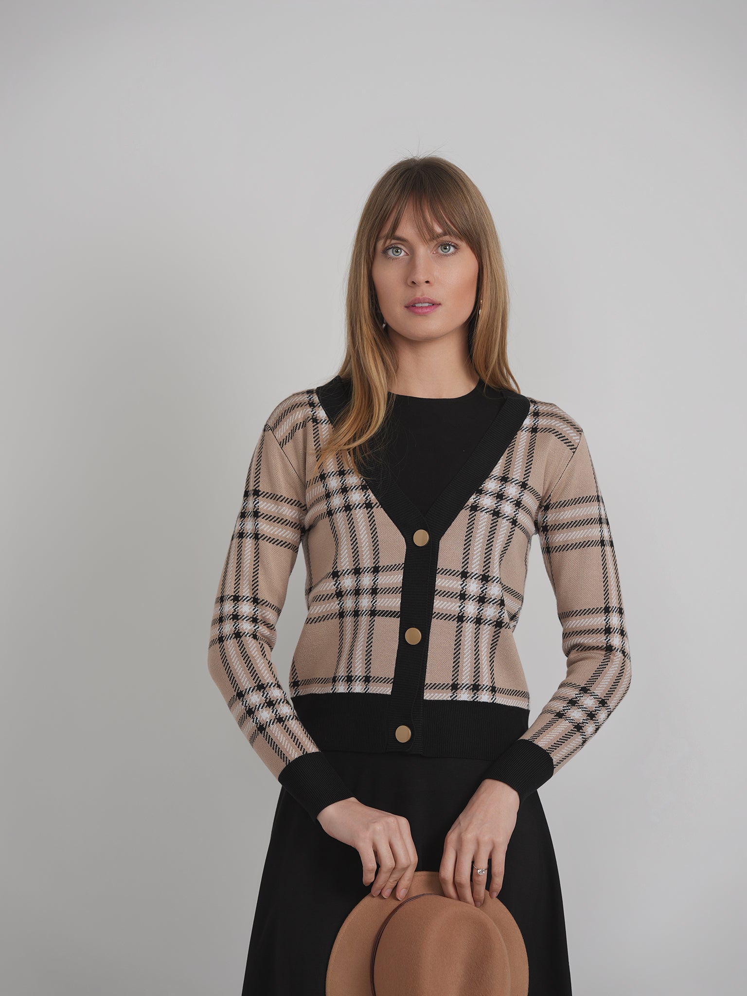 Plaid Knit Cardigan in by Vivid