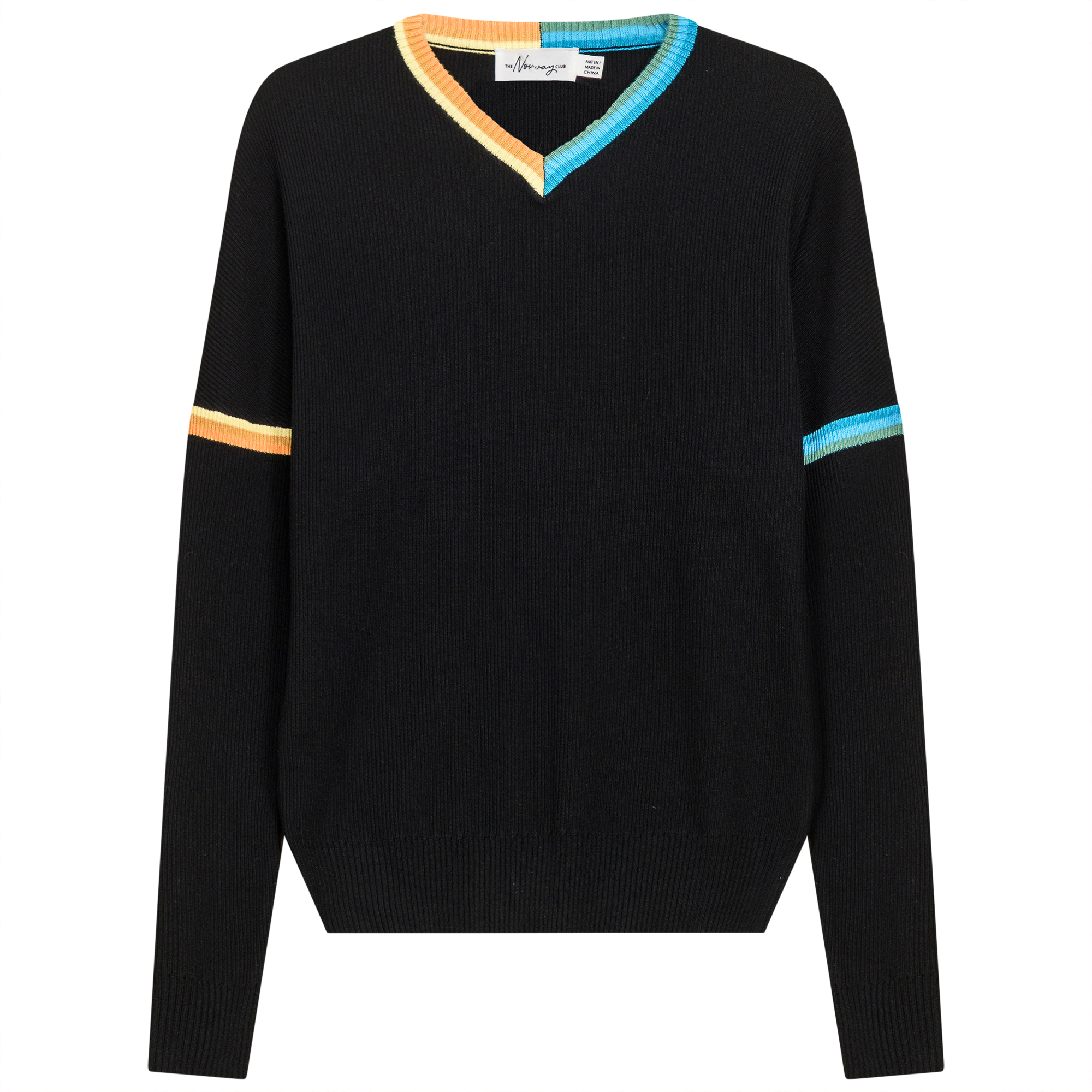 Drop Sleeve Ribbed Knit Sweater in Black by The Norway Club