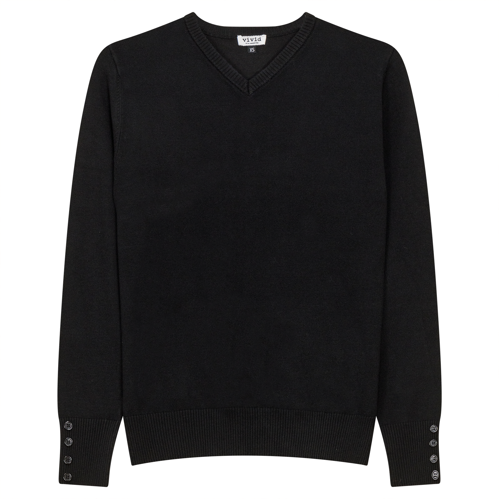 Button Cuff Sweater in Black by Vivid