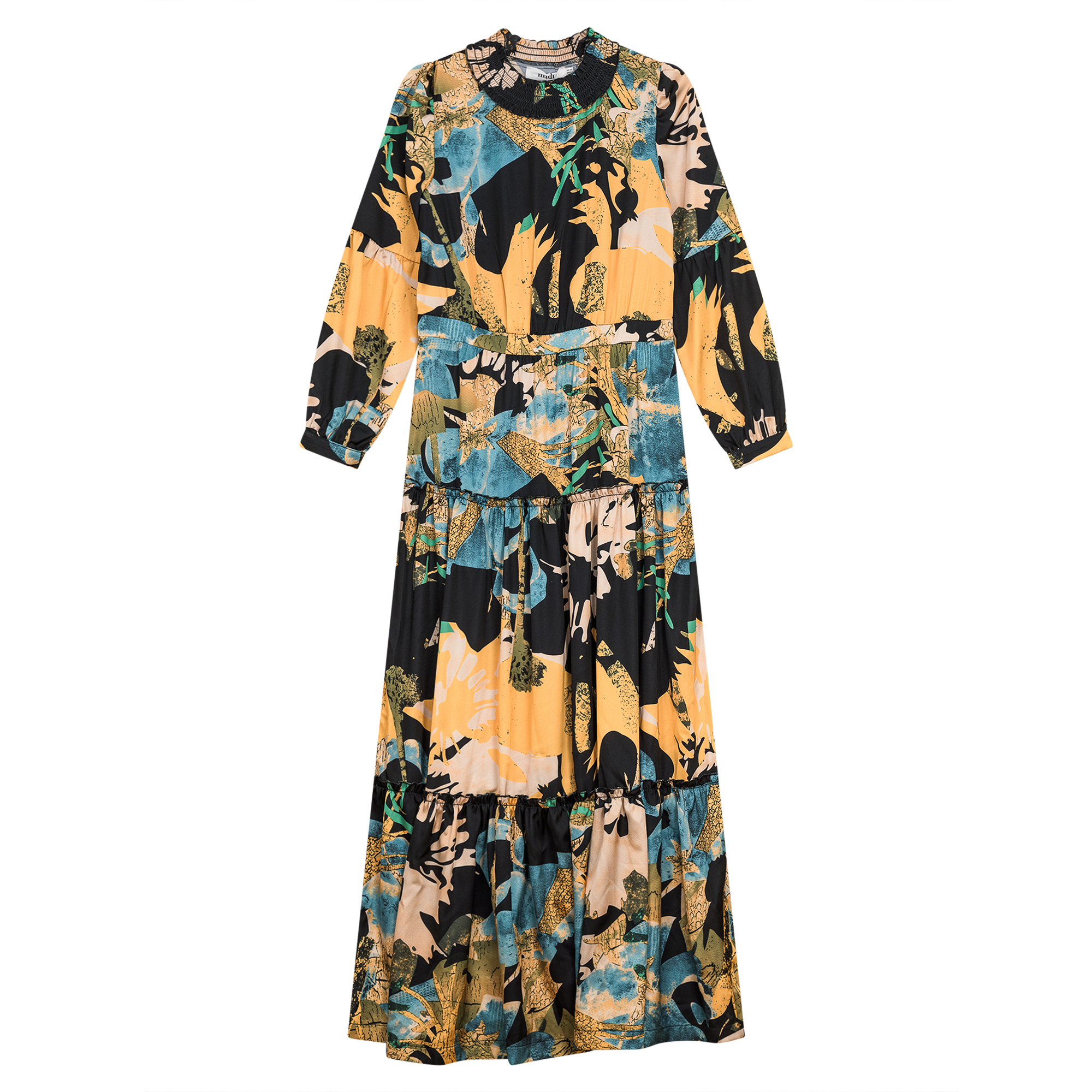 Printed Maxi Dress in Black by Midi