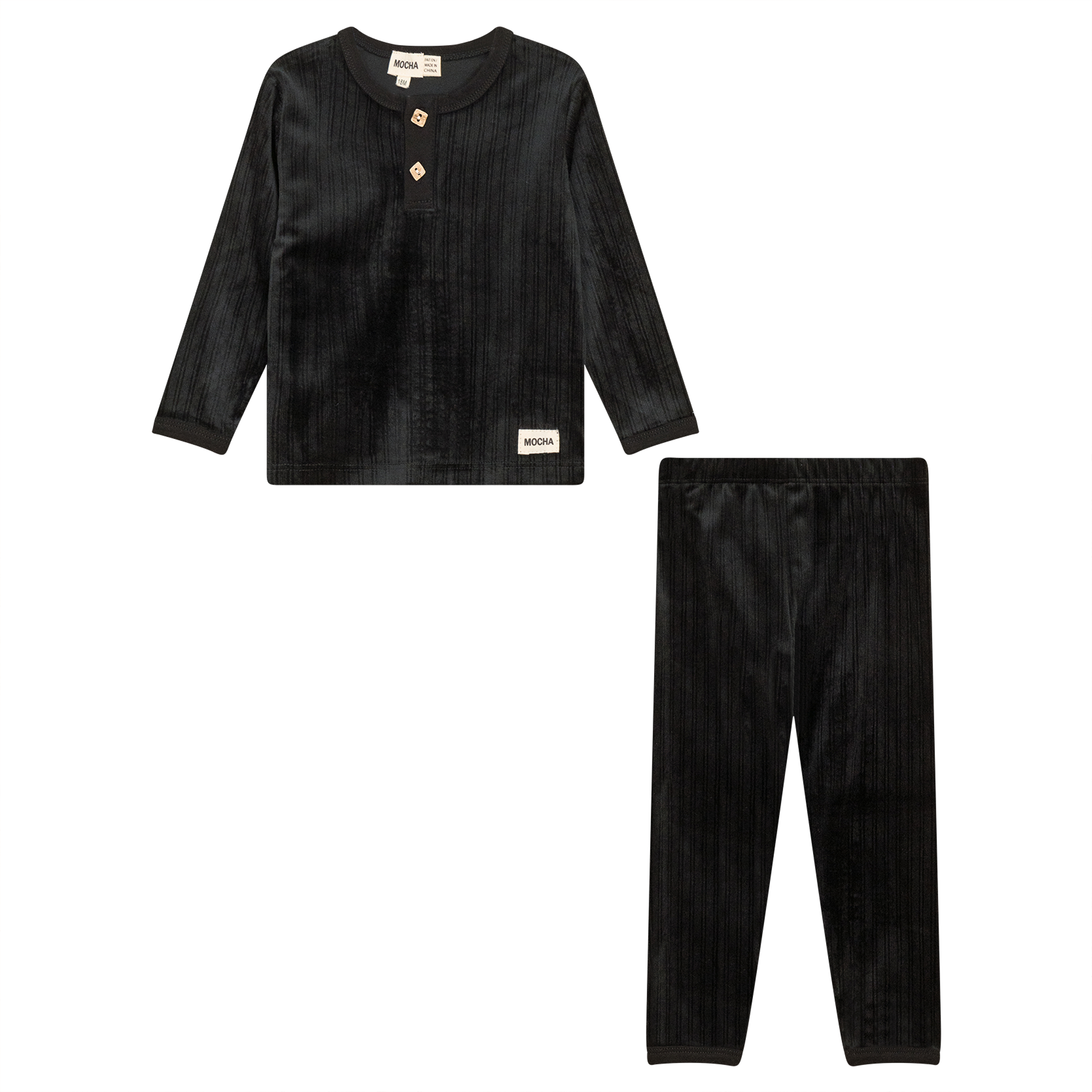 Ribbed Velour 2Pc Set in Black by Mocha