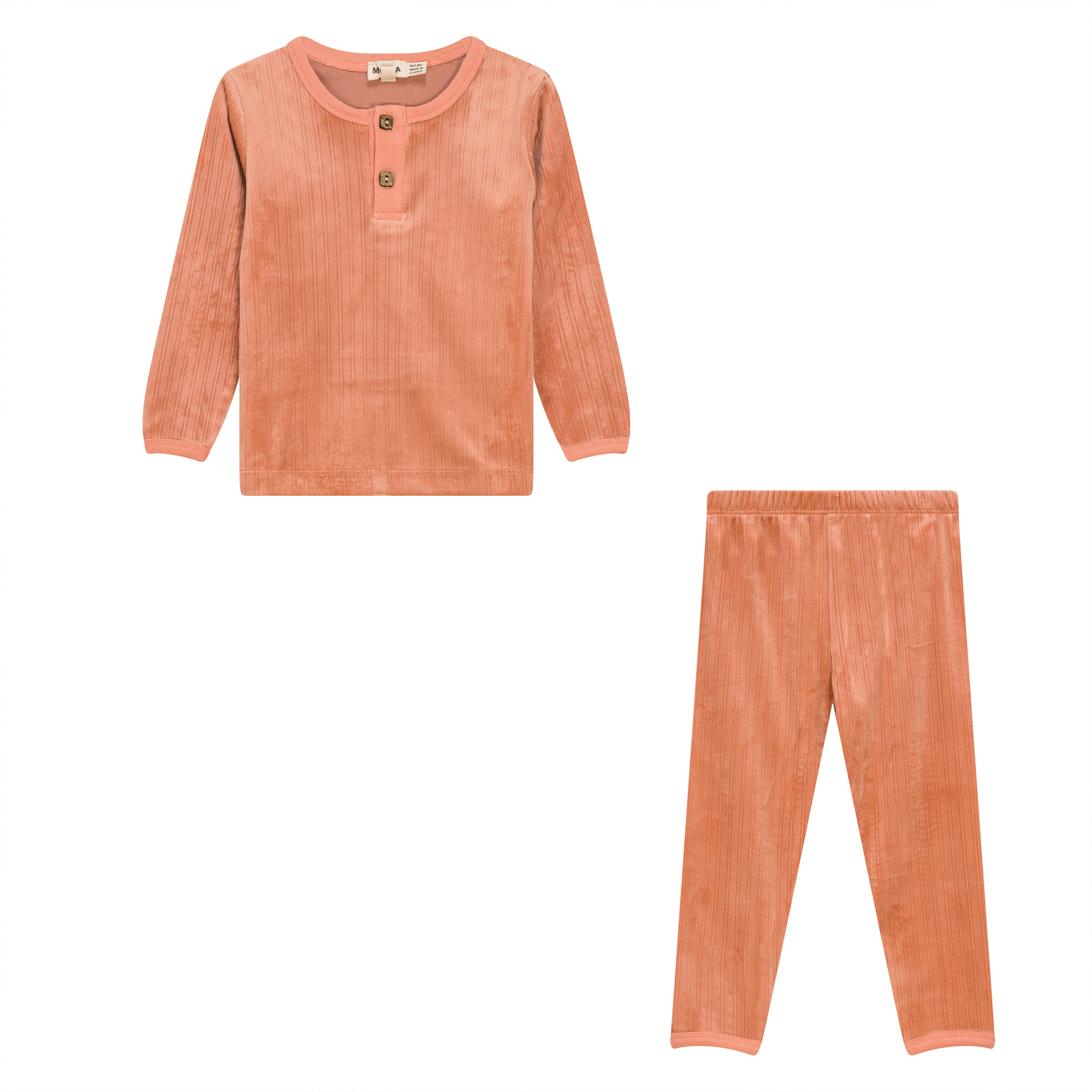 Ribbed Velour 2Pc Set in Papaya by Mocha