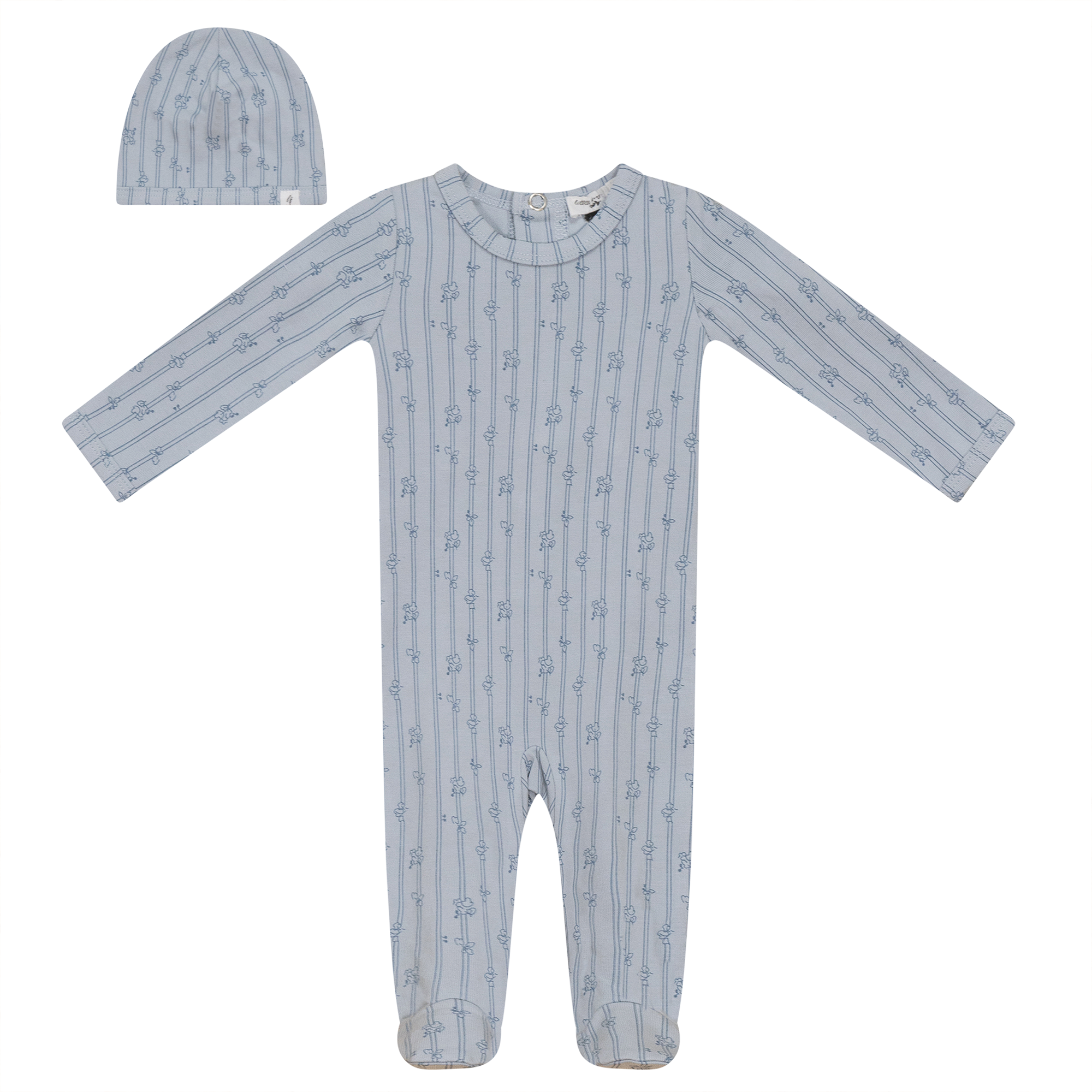 Soft Cotton Modal Onesie and Hat in Blue by Little Fragile