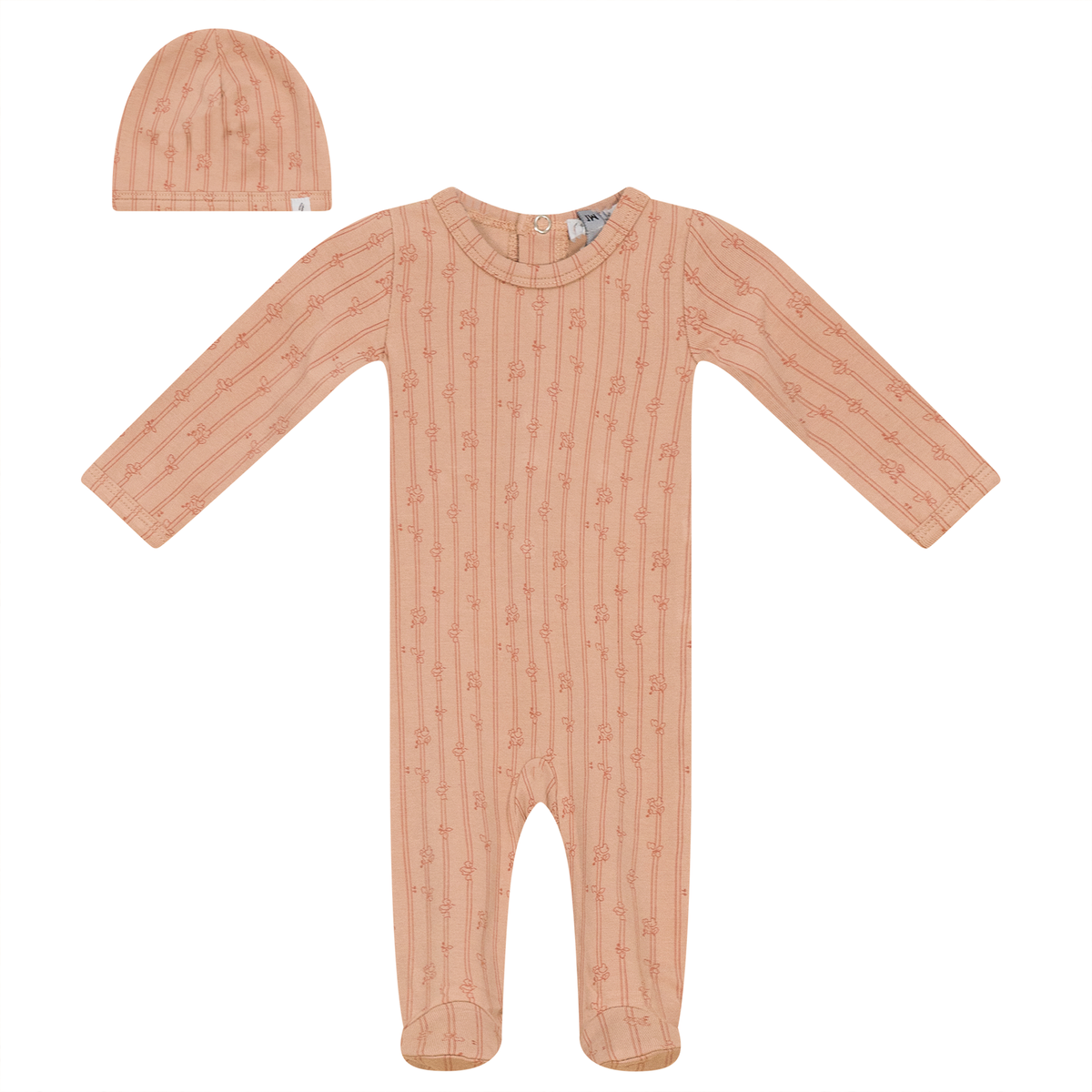 Soft Cotton Modal Onesie and Hat in Maple Sugar by Little Fragile