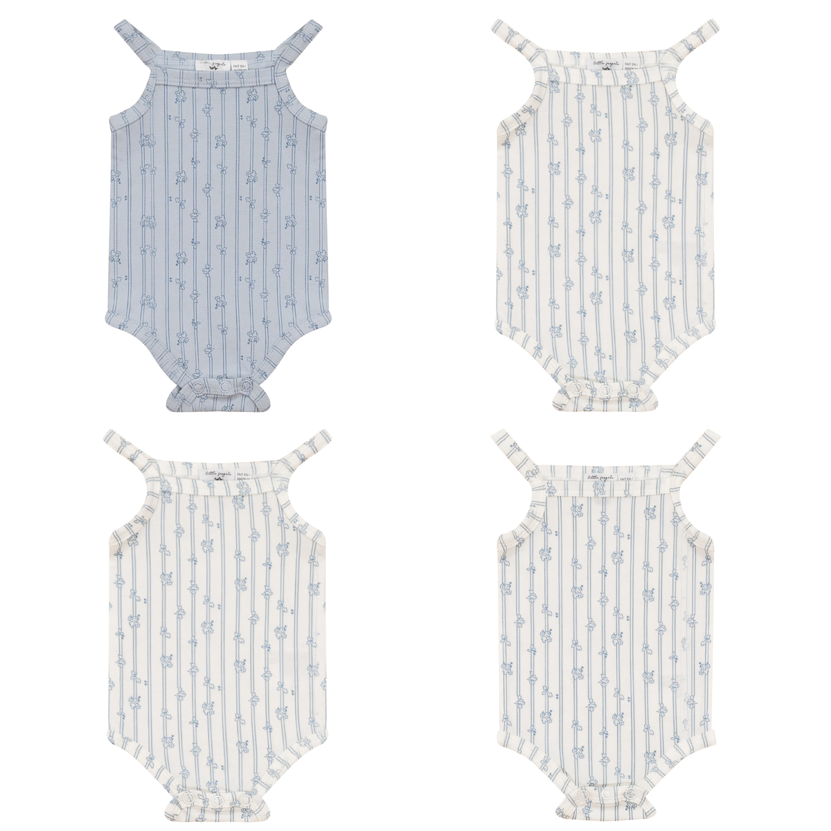 Soft Cotton Modal 3 Pack Onesie Set in Blue by Little Fragile