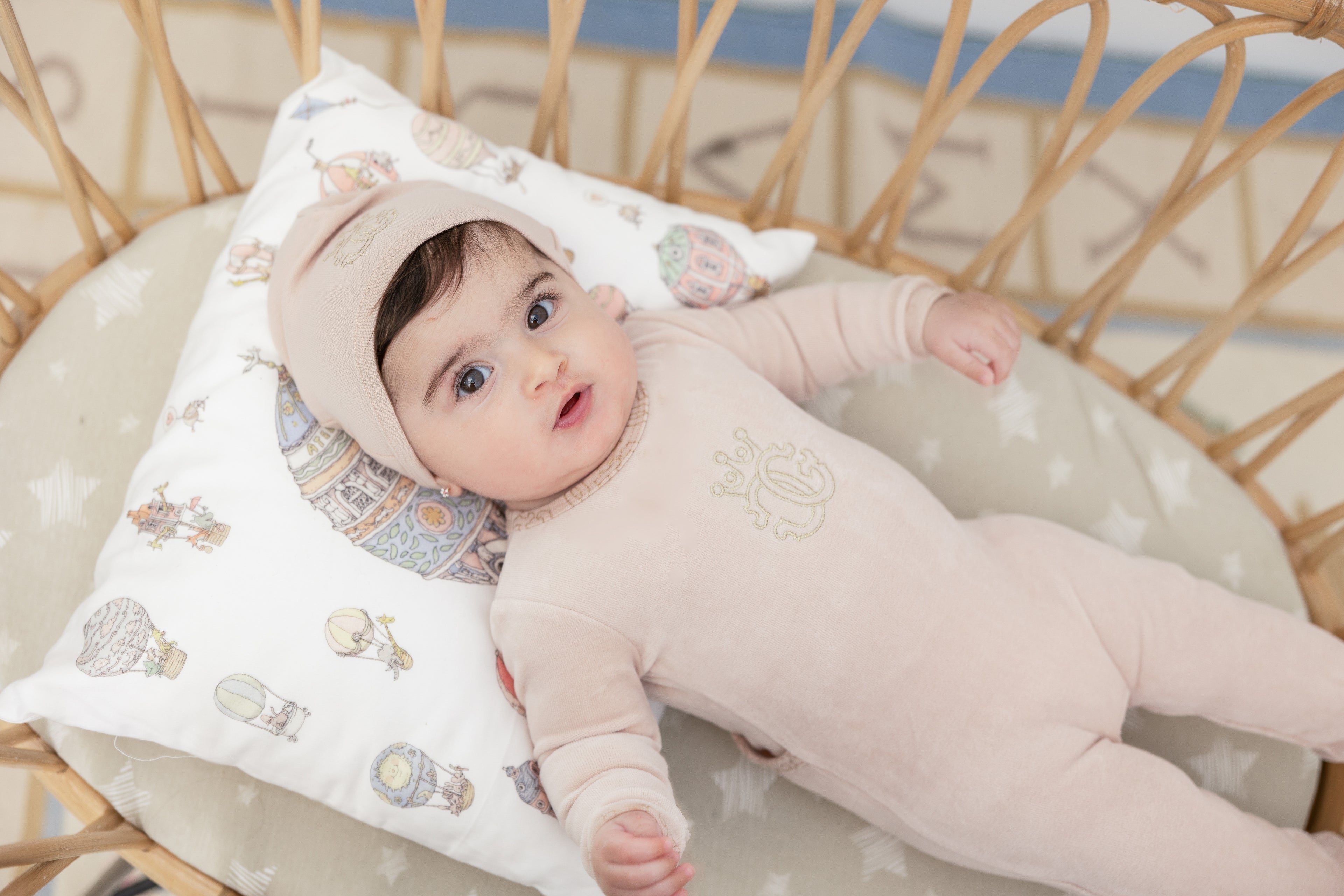 Crest Cotton Velour Onesie Set in by Charlotte & George