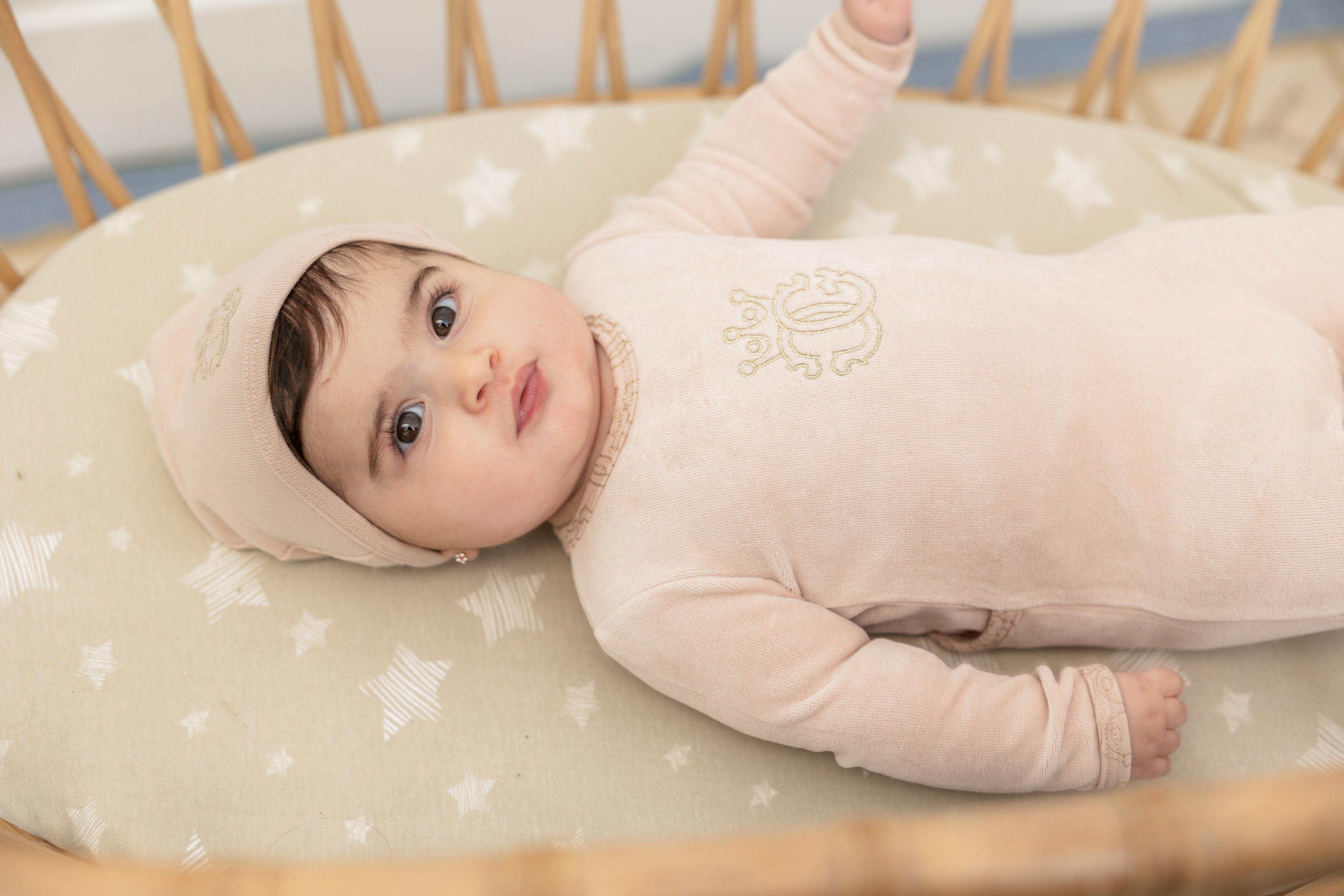 Crest Cotton Velour Onesie Set in by Charlotte & George