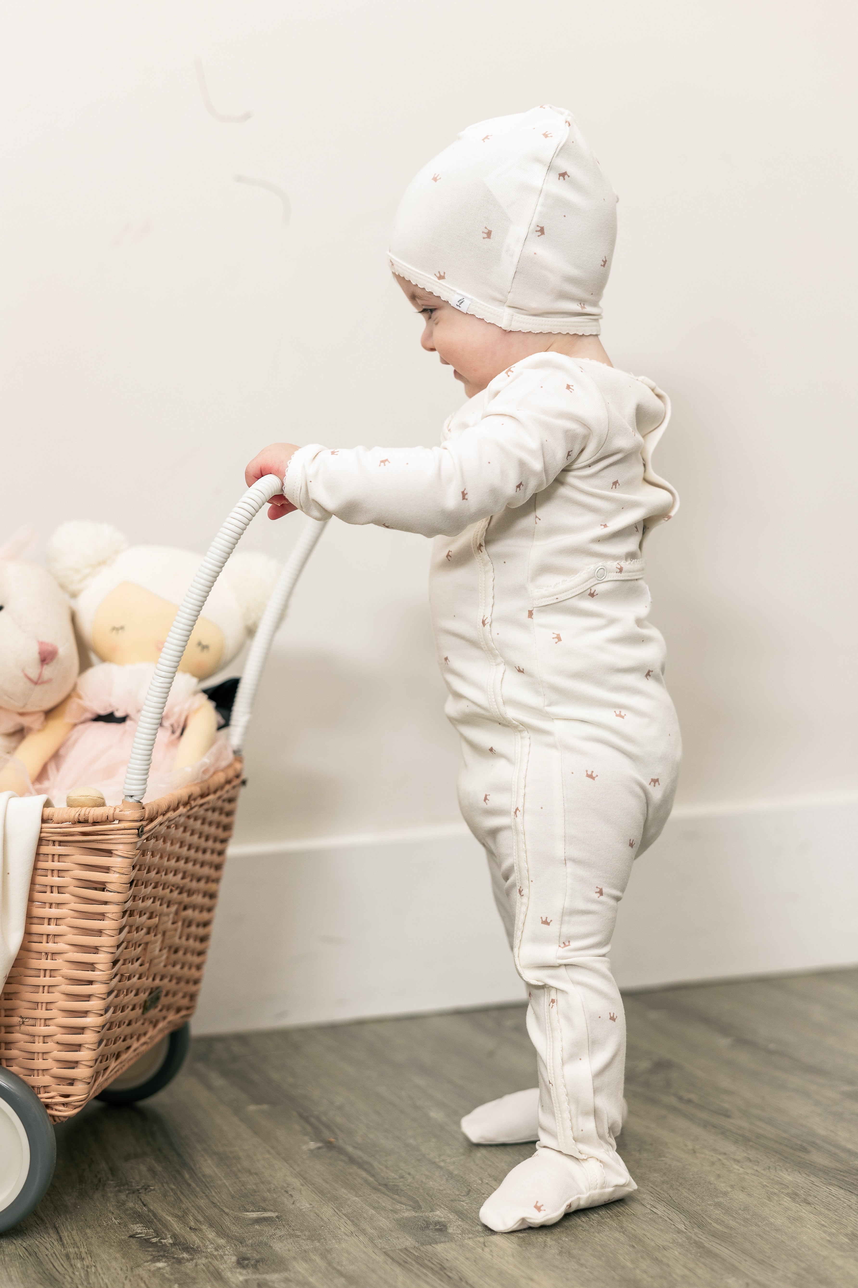 Crown Print Onesie Set in by Little Fragile